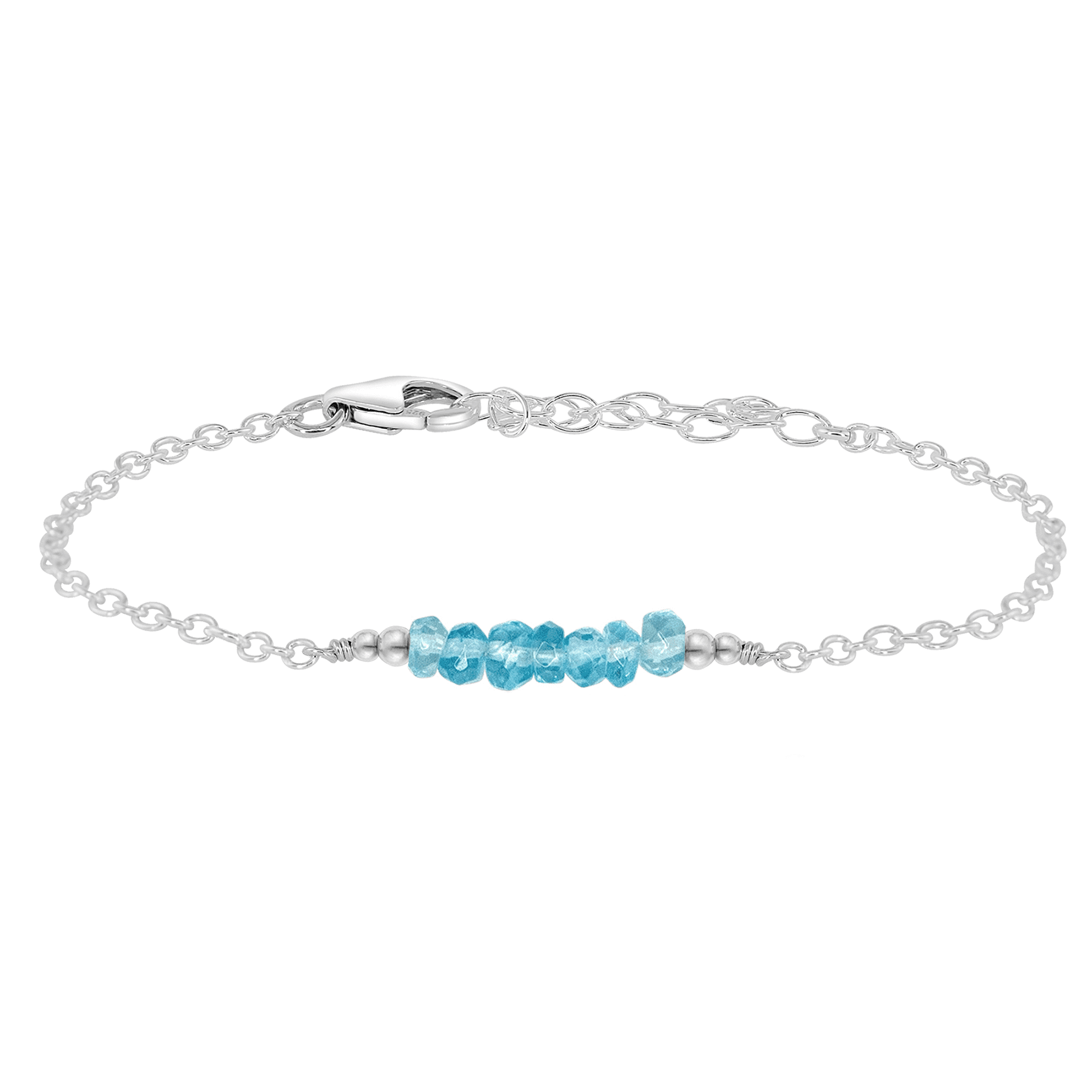 Sparkling Blue Apatite Gemstone Faceted Bead Bar Bracelet for Women - Handmade Adjustable Healing Crystal Jewelry for Meditation, Yoga & Spiritual Gifts