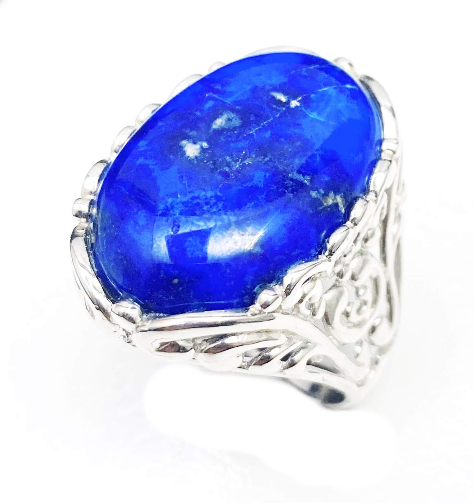 Contemporary Lapis Sterling Silver Ring for Women - Elegant Modern Jewelry for Everyday Wear, Parties & Special Occasions