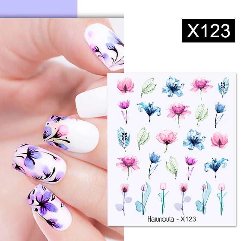 Premium Water Decals Nail Stickers X123 - Floral & Geometric Designs for DIY Manicures - Perfect for Home Nail Art, Parties & Gifts