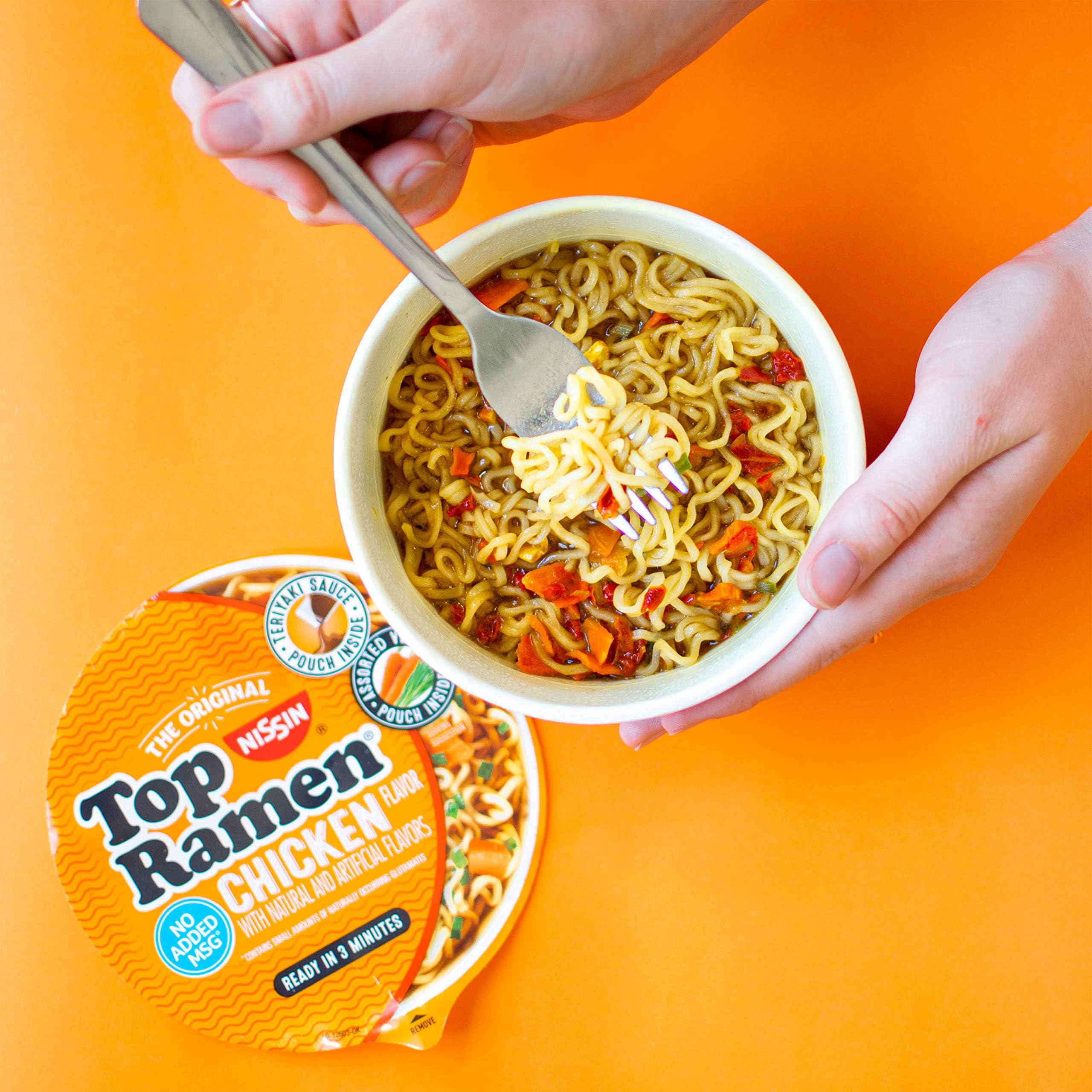Nissin Top Ramen Bowl Ramen Noodle Soup - Chicken Flavor, 3.42oz (6-Pack) | Quick & Easy Instant Noodles for Lunch, Dinner or Snack | Perfect for College Students, Office Meals & Emergency Food
