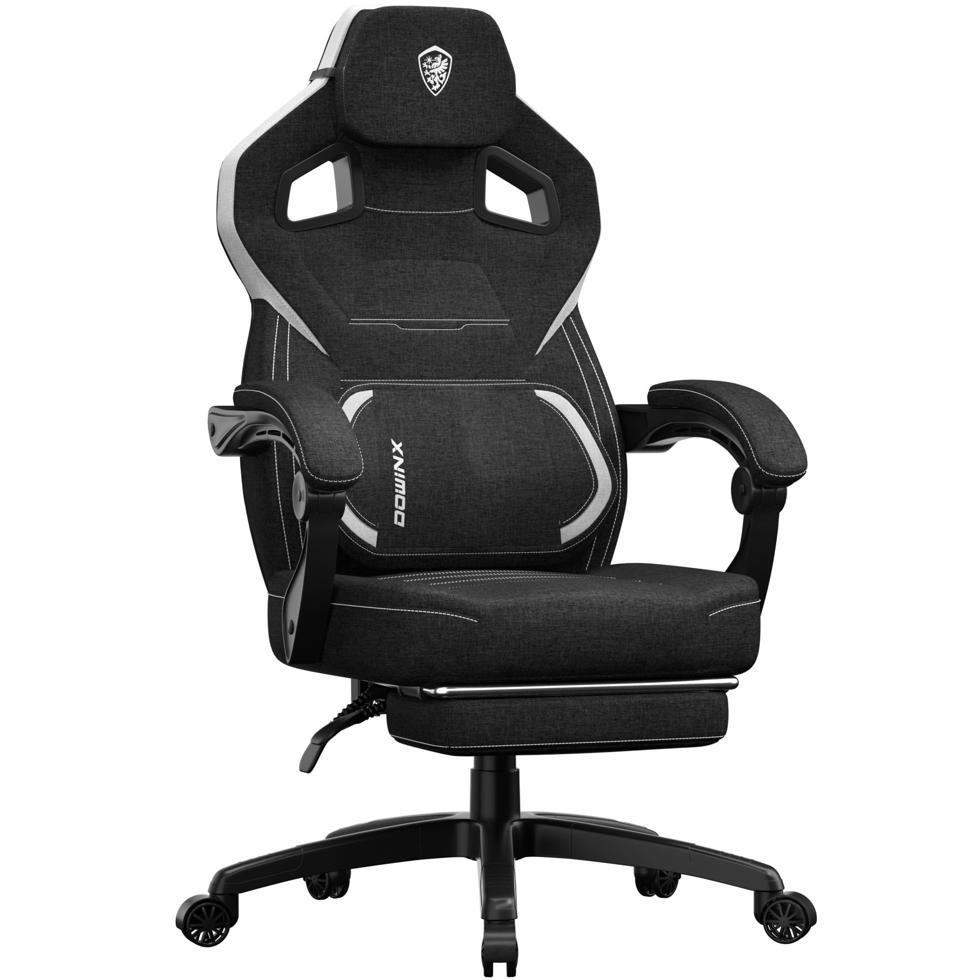 Dowinx Ergonomic Fabric Gaming Chair with Adjustable Footrest & Massage - Heavy Duty Big & Tall Computer Chair for Adults Up to 200lbs - Perfect for Office, Gaming & Home Workspace - Black