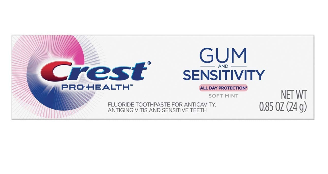 Crest Pro Health Gum and Sensitivity Toothpaste for Sensitive Teeth - Soft Mint Flavor, Travel Size 0.85 oz (24g) - Pack of 36 Tubes | Gentle Whitening & Cavity Protection | Perfect for Travel, Office & Daily Oral Care