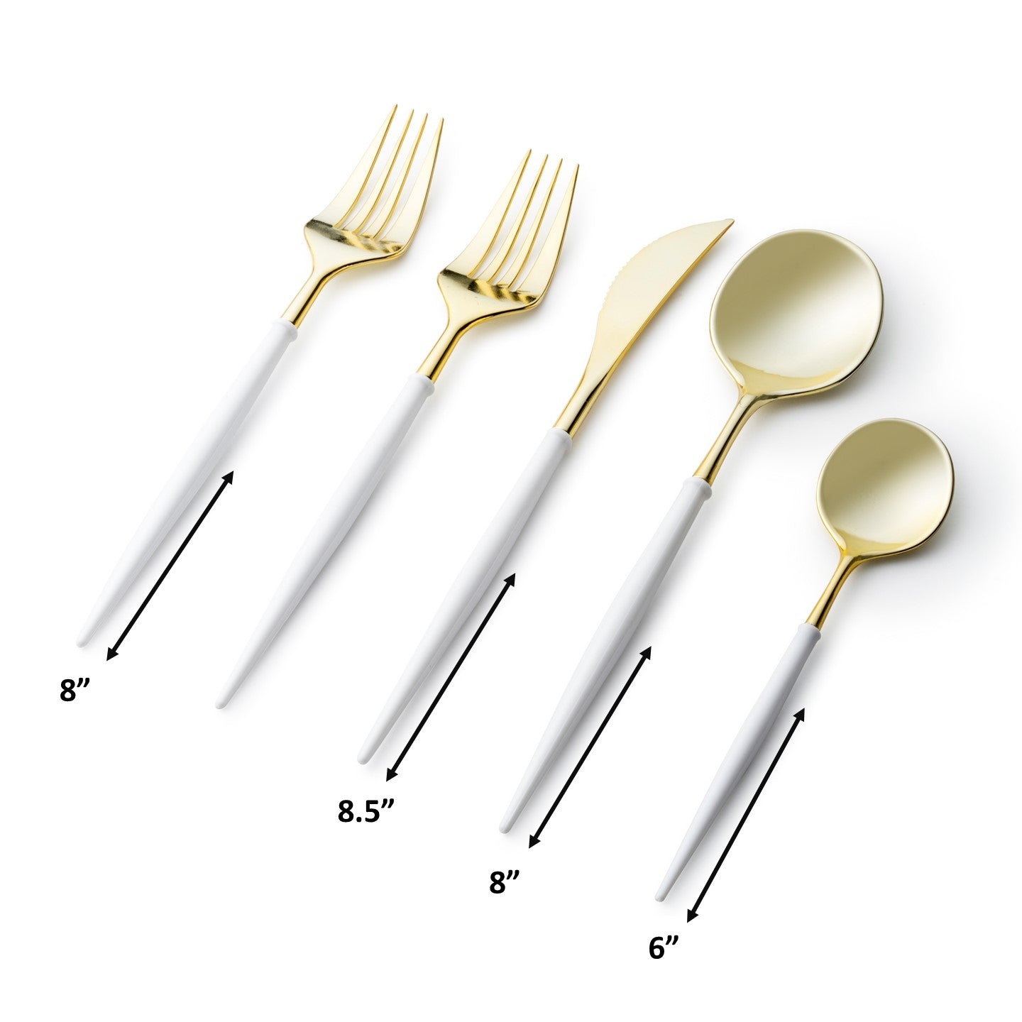 Premium Noble Collection Gold and White Flatware Set - 40-Piece Service for 8 - Elegant Dinnerware for Formal Dining, Wedding Registry & Special Occasions