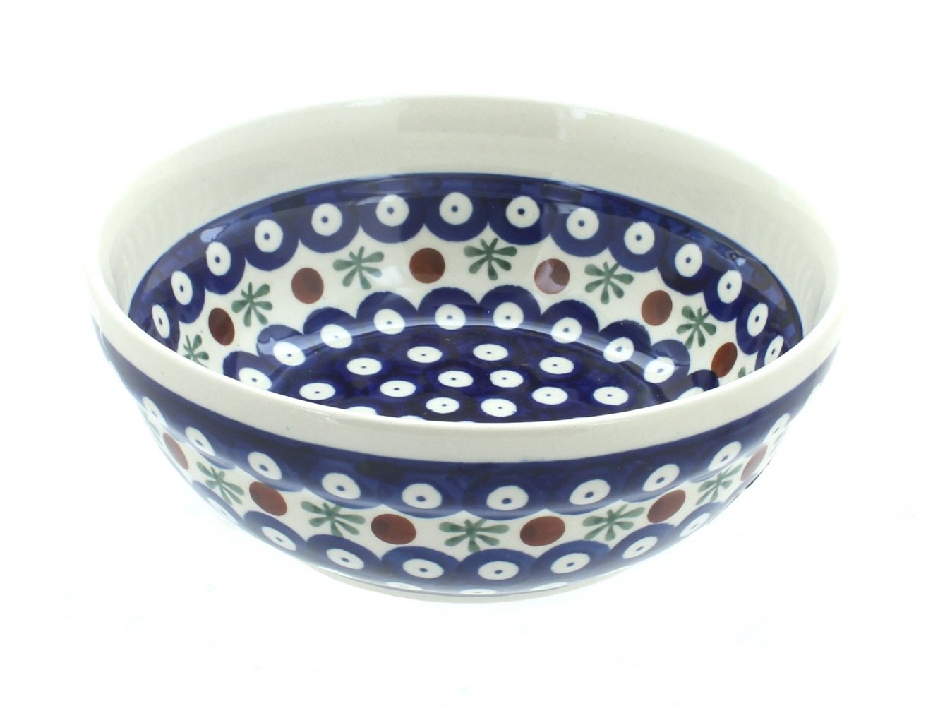 Handmade Blue Rose Polish Pottery Bowl - Ceramic Cereal & Soup Bowl for Breakfast, Salad, Dessert - Elegant Dining & Home Decor