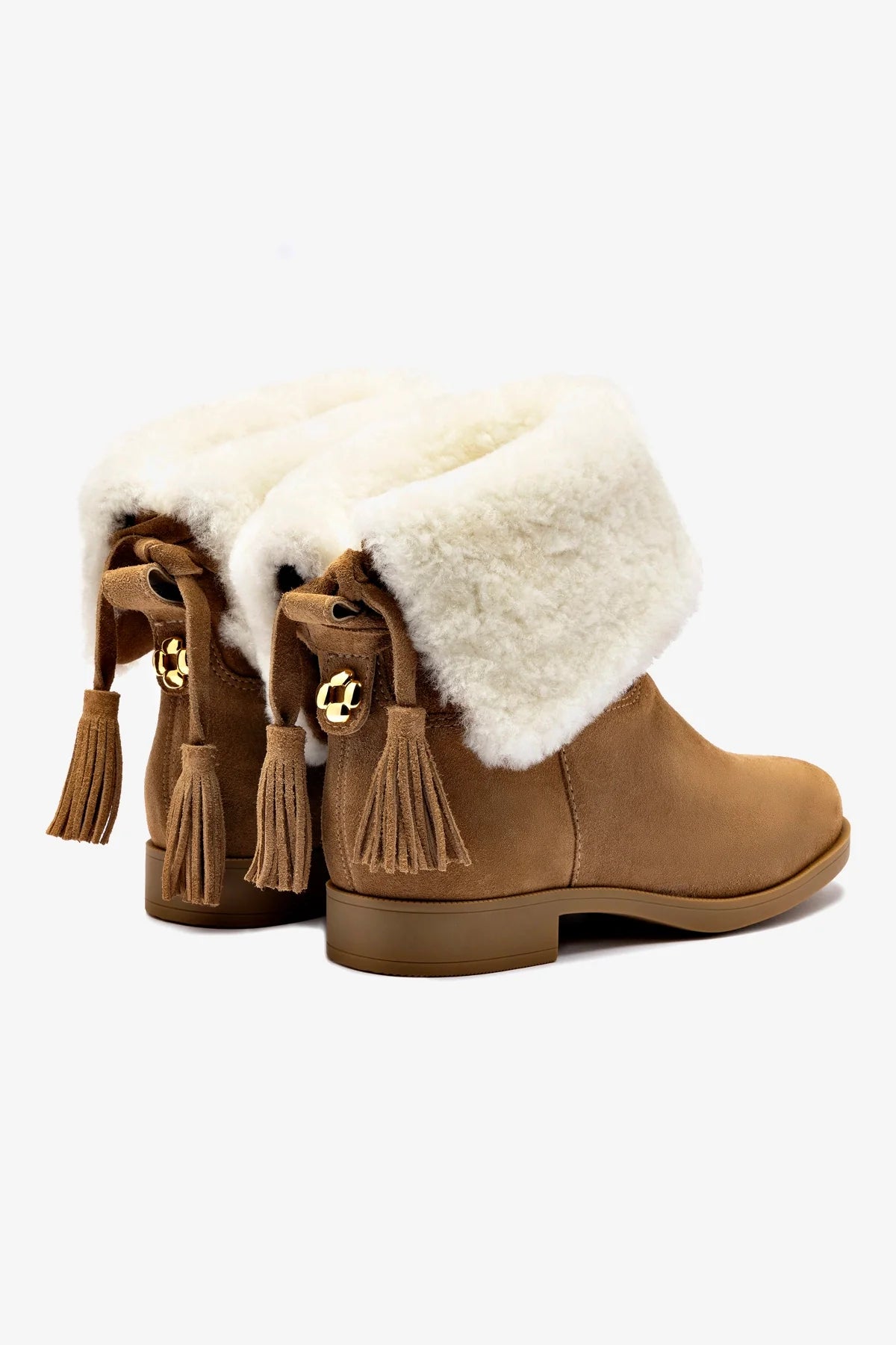 Verbier Bootie in Peanut Suede & Natural Shearling - Cozy Winter Ankle Boots for Women | Perfect for Casual Outings, Date Nights & Cold Weather Fashion