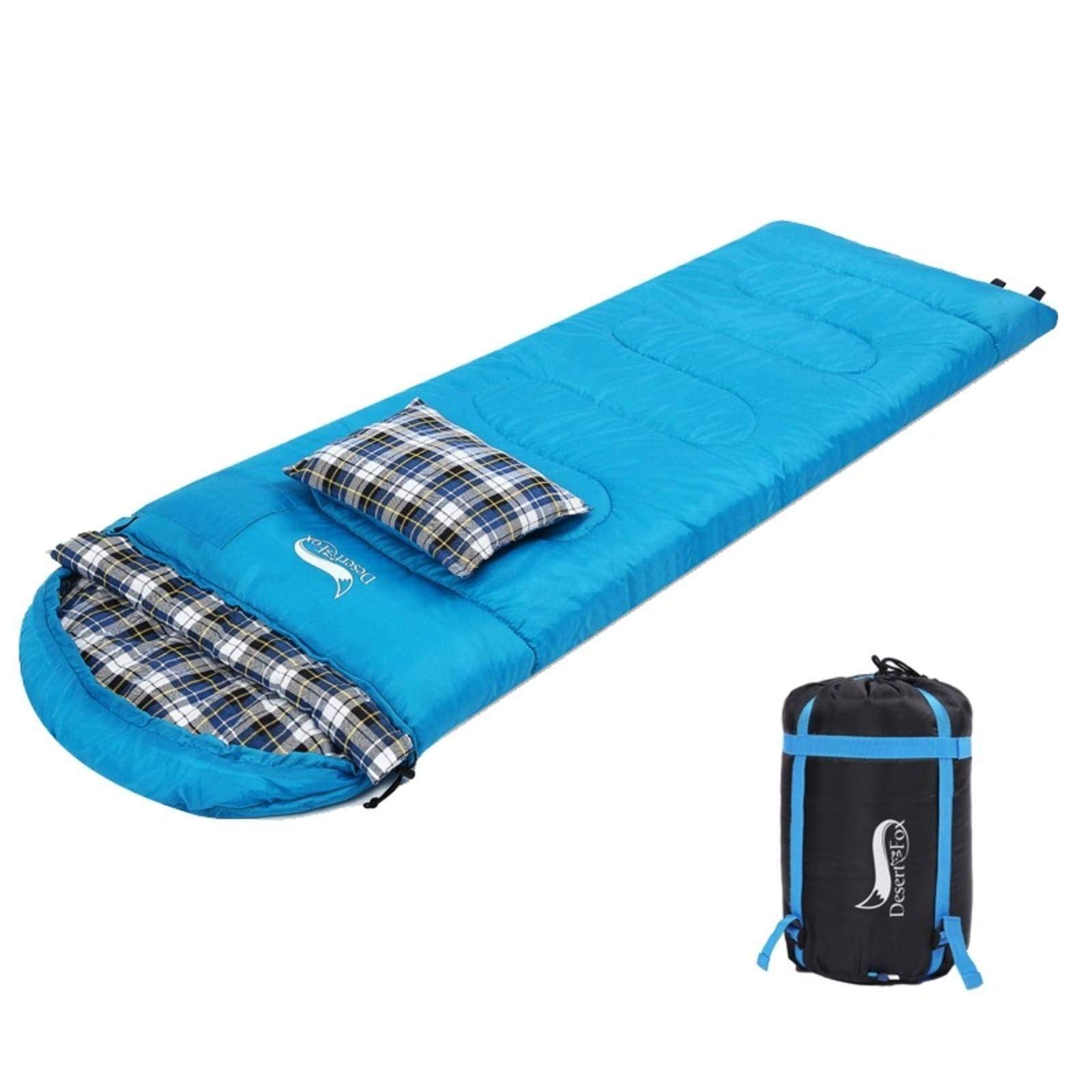 NC Soft Flannel Sleeping Bags with Pillow for Adults & Kids - Winter Warm Lined Camping Sleeping Bag with Carry Sack - Perfect for Hiking, Backpacking, and Outdoor Adventures