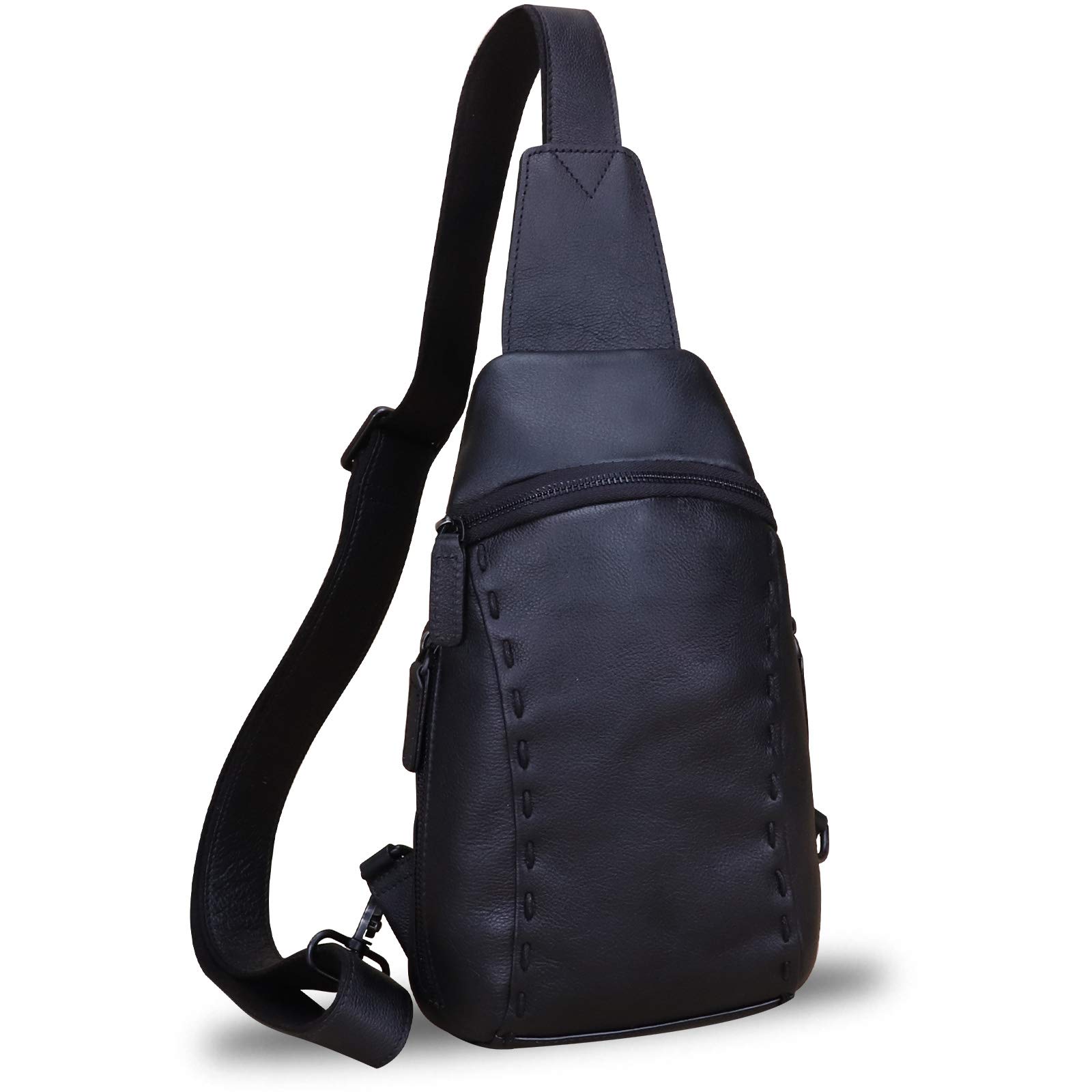 Genuine Leather Sling Bag - Vintage Handmade Crossbody Chest Pack for Hiking, Travel & Daily Use | Durable Shoulder Daypack & Fanny Pack for Men & Women