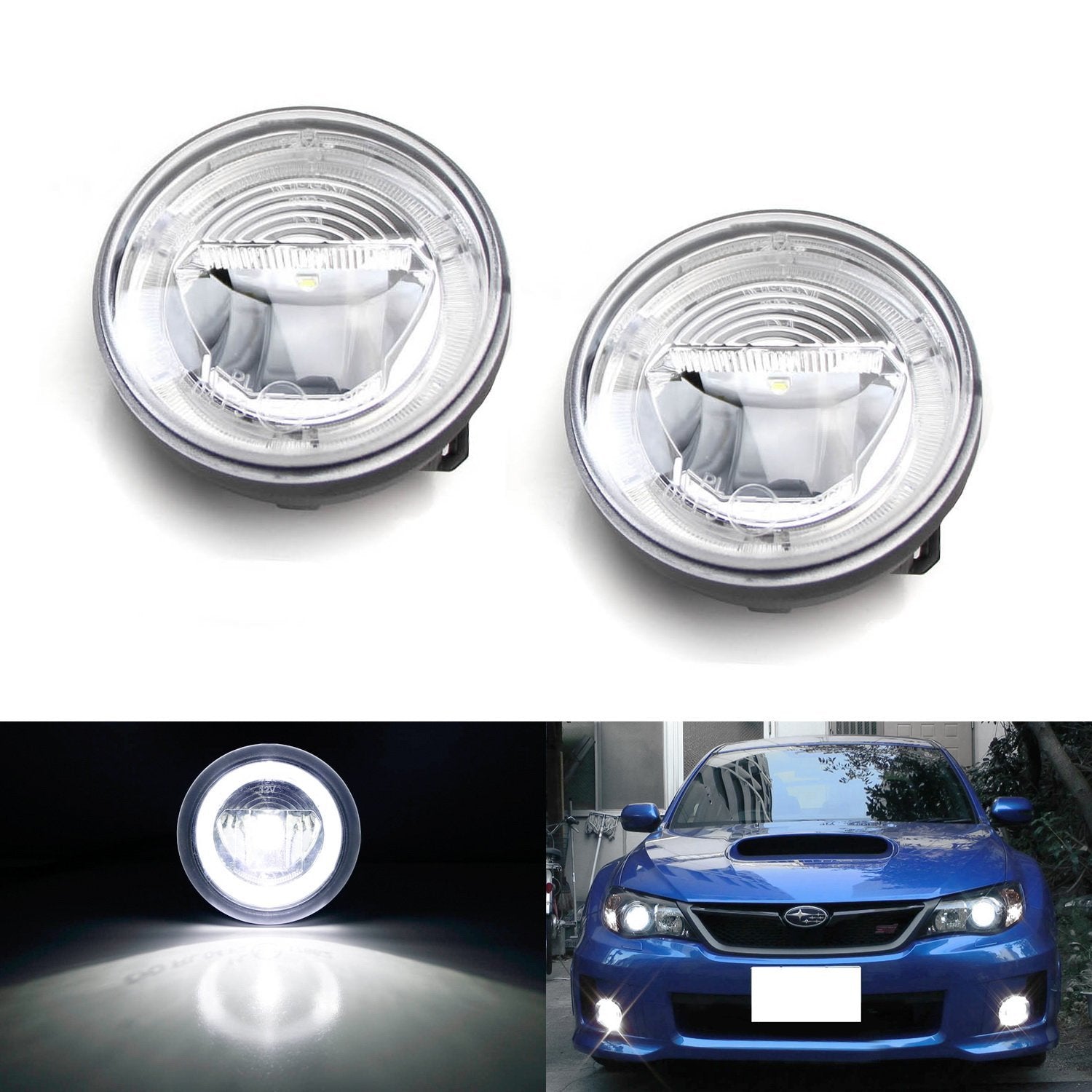 20W CREE LED Halo Ring Daytime Running Lights & Fog Lamps for Subaru Impreza WRX STi Forester - Durable Auto Lighting for Night Driving & Off-Road Adventures