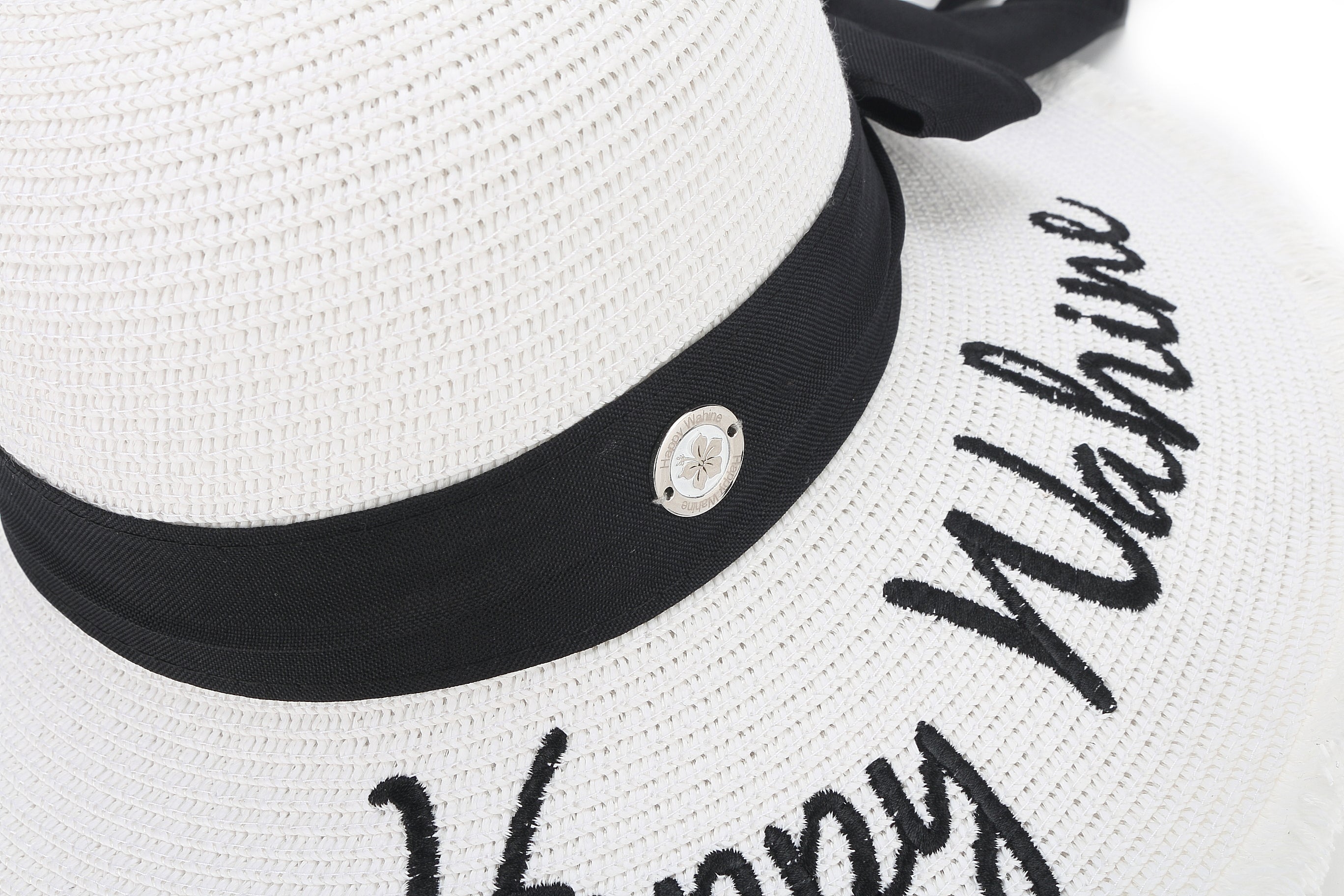 Gardenia Happy Wahine White Hat - Stylish Floral Summer Beach Hat for Women - Perfect for Vacations, Outdoor Parties, and Beach Getaways