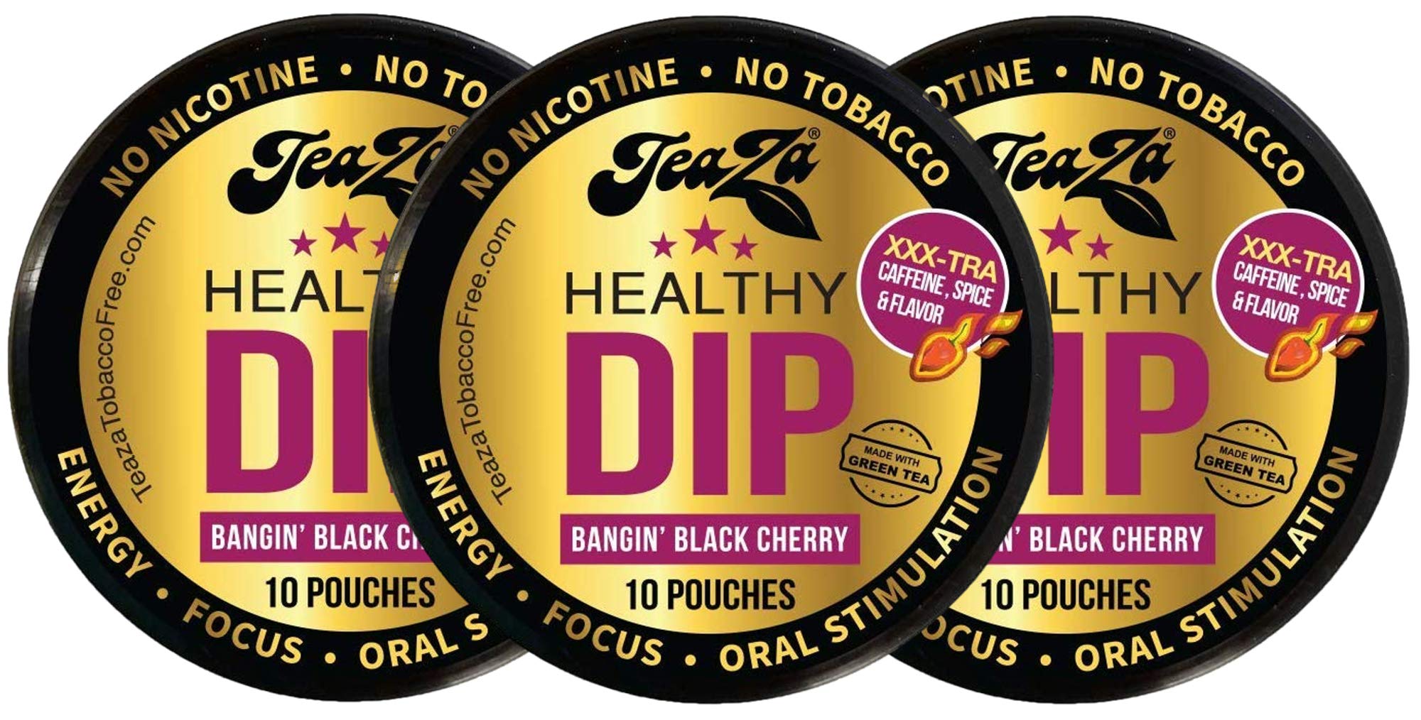TeaZa Herbal Pouch Bangin Black Cherry Tea - 3 Cans with DC Crafts Nation Skin Can Cover (Middle Finger Design) - Perfect for Home Relaxation, Office Breaks & Gifts
