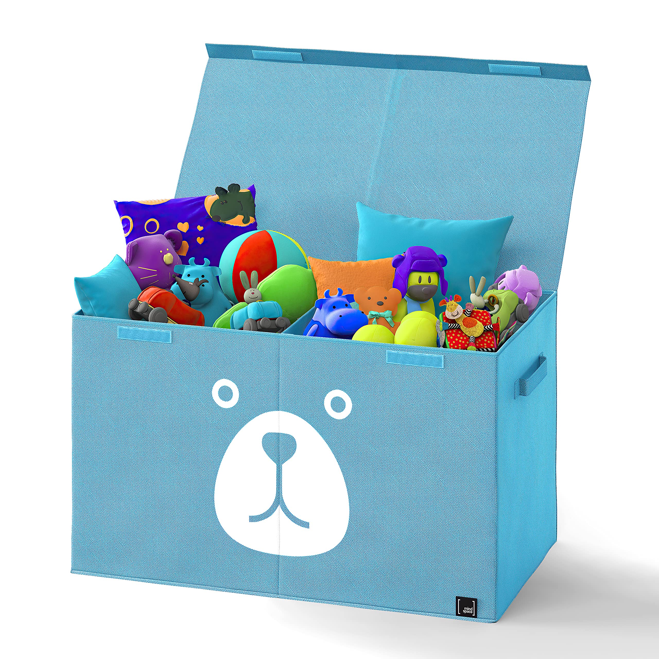 **Mindspace Toy Storage Box for Kids - Blue Toy Organizer Bins for Boys & Girls - Kids Closet Storage, Stuffed Animal & Playroom Organization - Perfect for Bedroom, Nursery & Daycare Use**