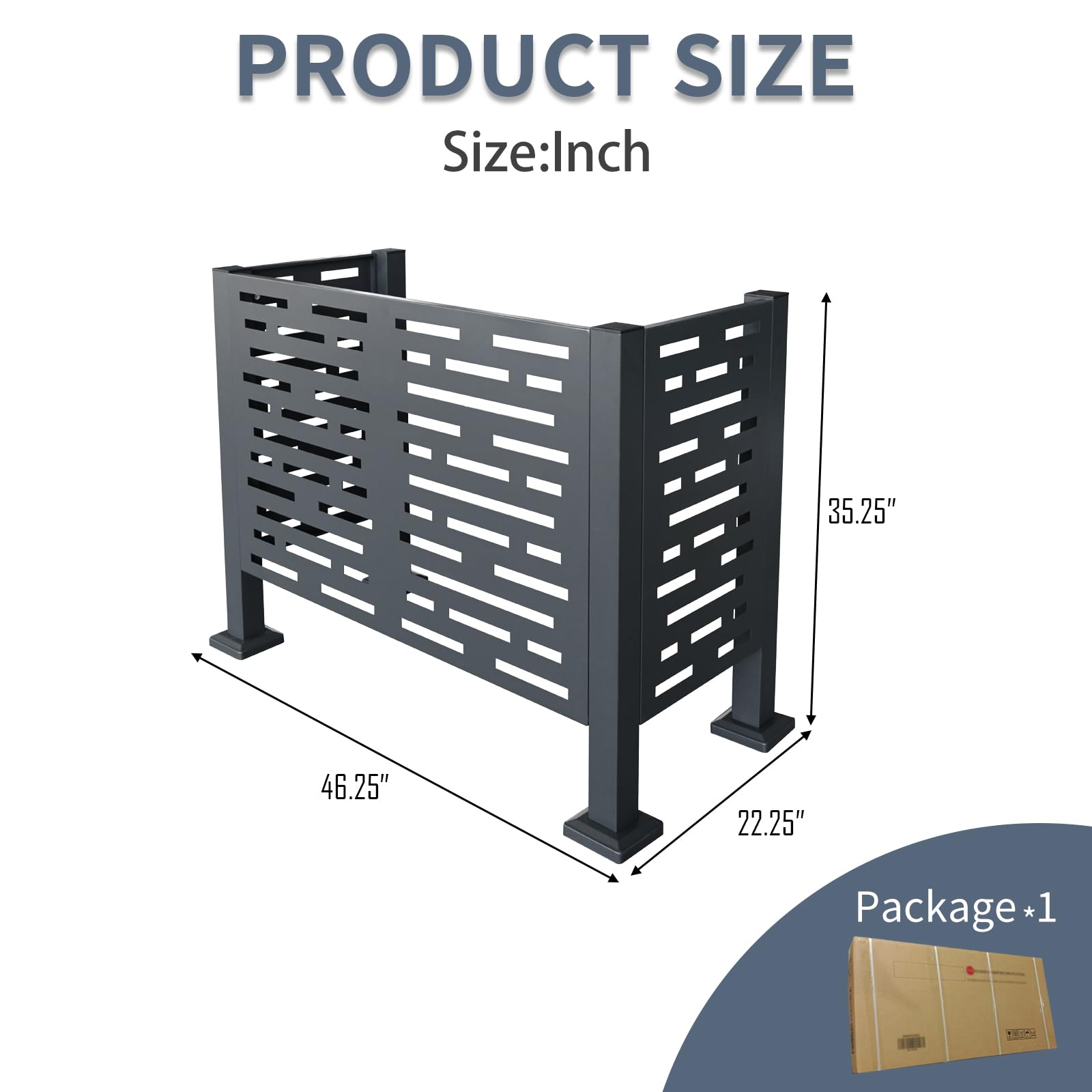 3.83 FT x 1.84 FT x 2.92 FT Metal AC Unit Fence for Outdoor Air Conditioner - 3-Panel Fencing to Hide Pool Equipment & Improve Curb Appeal | Durable Outdoor AC Cover for Backyard, Patio & Garden Protection