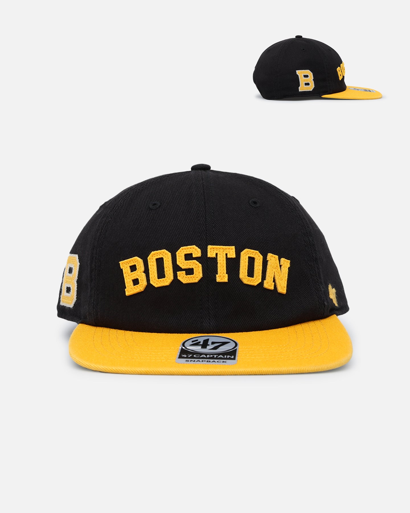 47 Brand Boston Bruins Legacy 47 Captain RL Snapback Hat - Adjustable Black Baseball Cap for Men - Perfect for Sports Fans, Game Day & Casual Wear