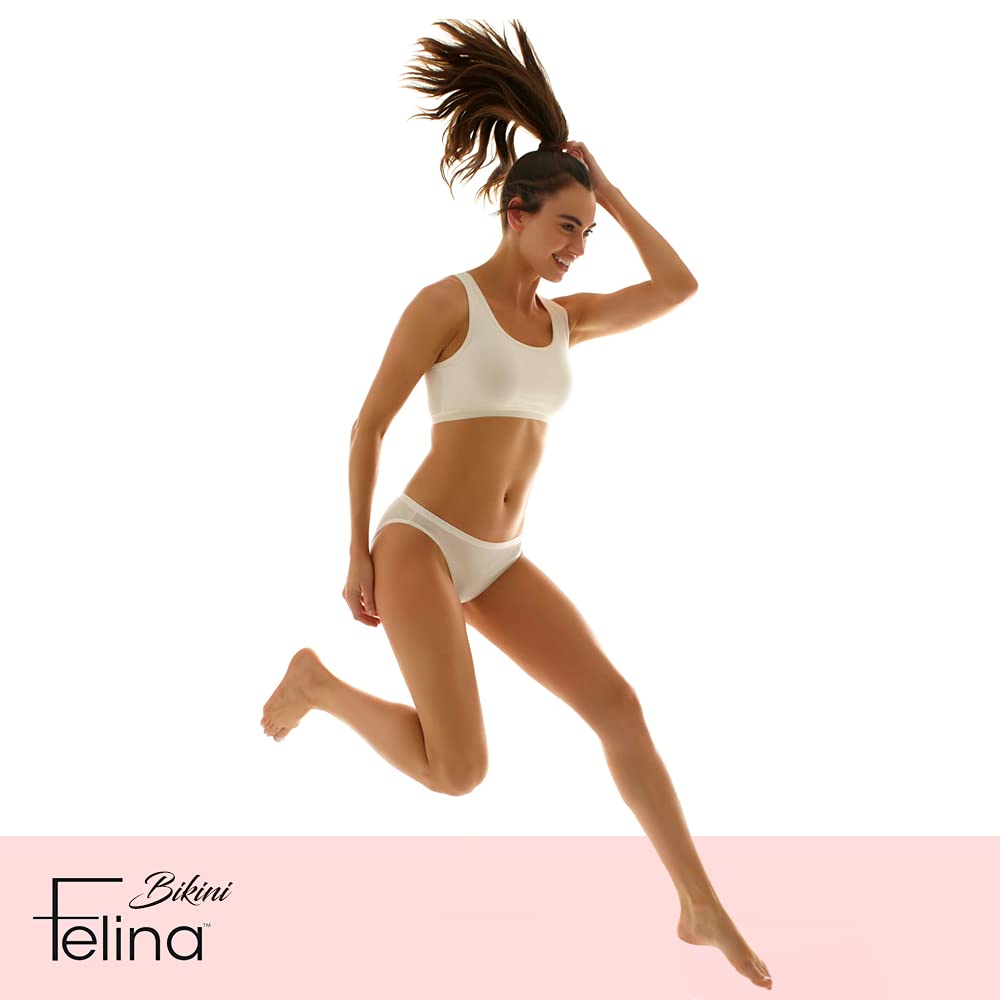 Felina Organic Cotton Bikini Underwear for Women - Soft Seamless Panties 6-Pack | Breathable Comfortable Underwear for Everyday Wear & Yoga