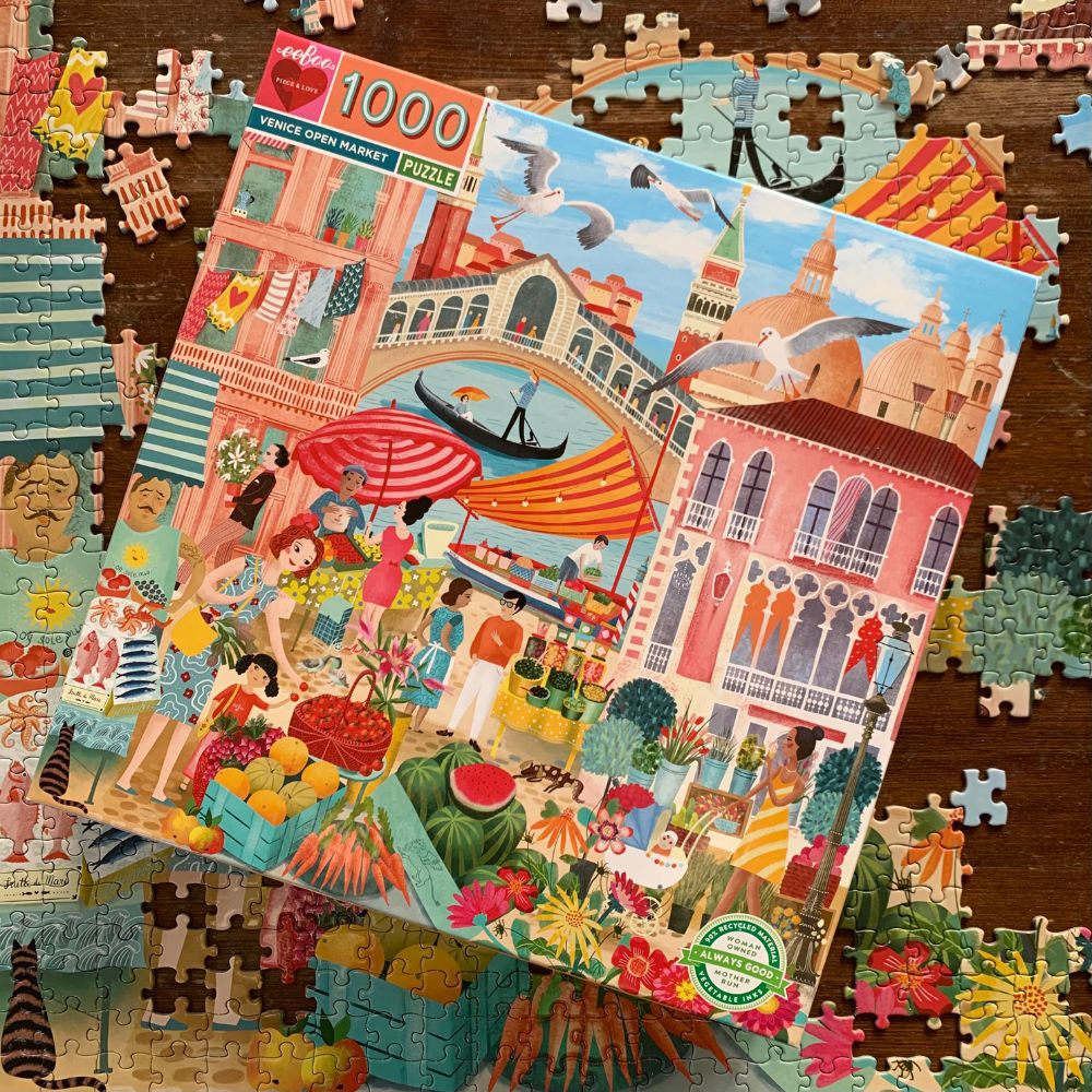 eeBoo 1000 Piece Jigsaw Puzzle - Venice Open Market Scene | Premium Quality Puzzle for Adults & Families | Perfect for Relaxation, Home Decor & Gift Giving