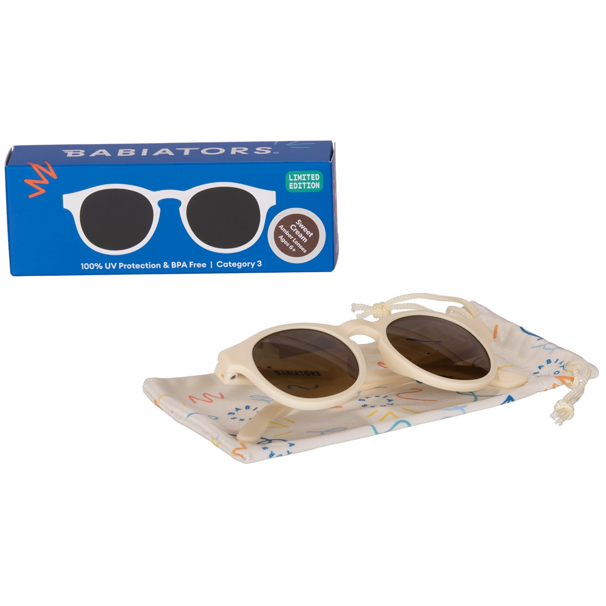 Baby & Kids Sweet Cream Keyhole Sunglasses with Amber Lens - UV Protection for Outdoor Play, Beach & Summer Activities