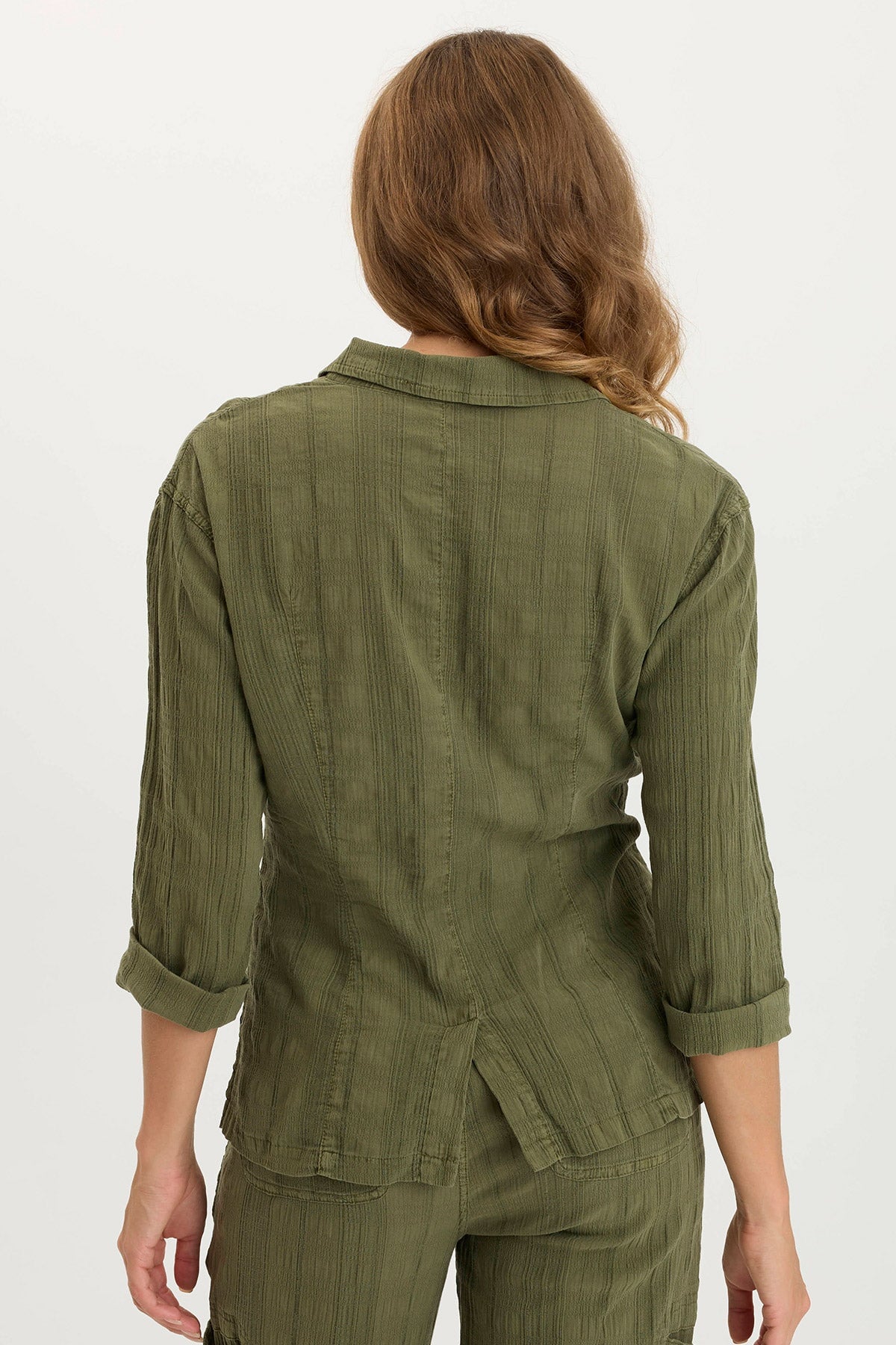 Hendrix Textured Gauze 3/4 Sleeve Button Up Jacket for Women | Lightweight Summer Cover Up | Boho Chic Blouse for Beach, Music Festivals & Casual Outings