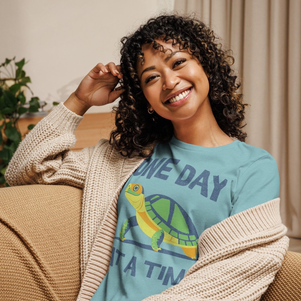 Steady Journey Turtle Relaxed Tee - Soft Comfortable Graphic T-Shirt for Men & Women | Casual Wear, Lounge, Yoga, and Everyday Outfits
