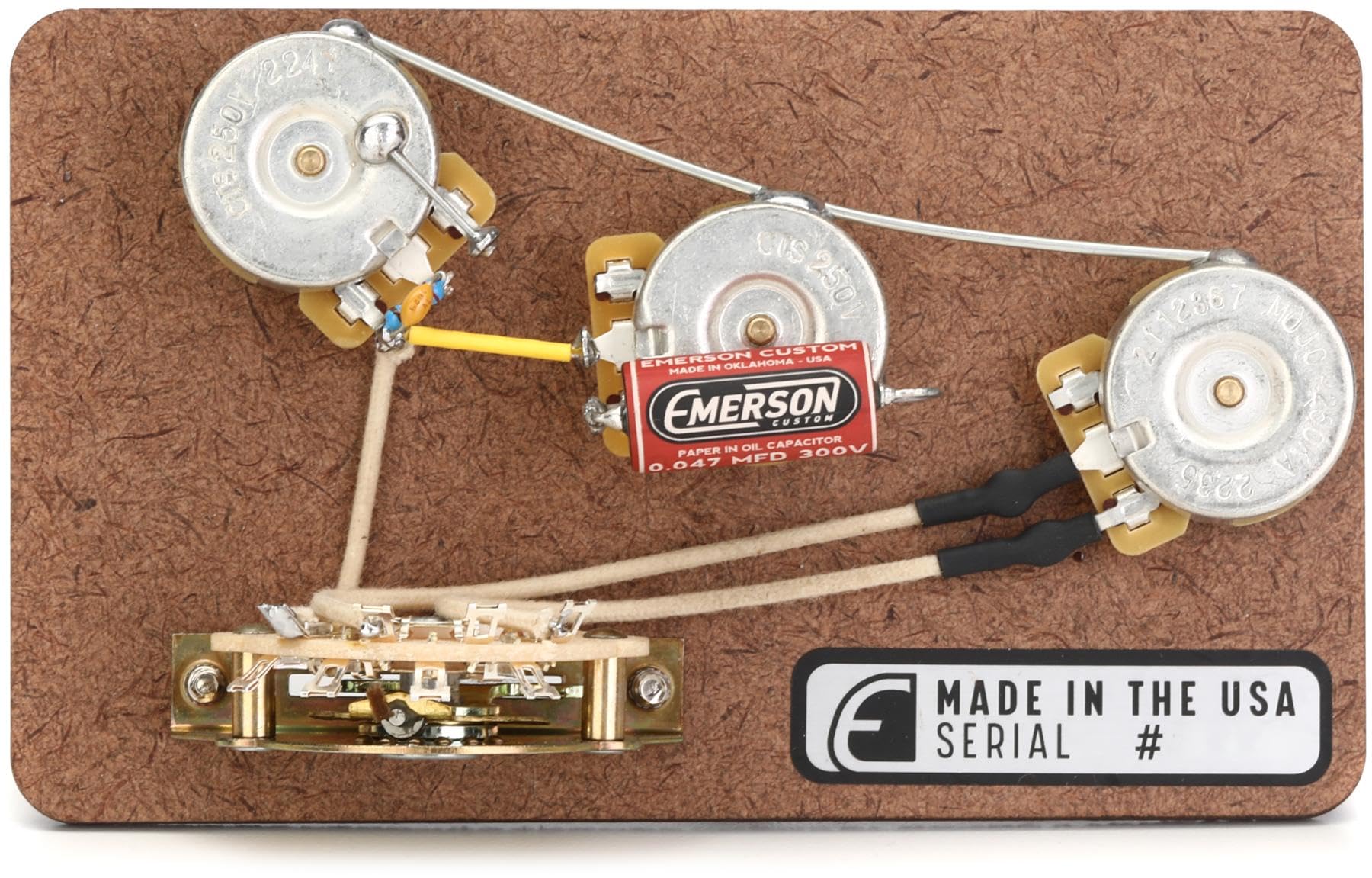 Emerson Custom 5-Way Blender Prewired Kit for Fender Stratocaster Guitars - 250K Ohm Pots with CTS Audio Taper - Perfect for Guitar Mods, DIY Repairs & Tone Customization