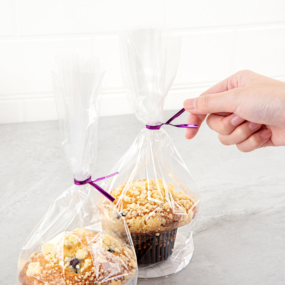 Purple Metallic Twist Ties for Bags - 500 Count Box | Secure & Reusable Bag Closures for Food Storage, Gift Wrapping & Organizing