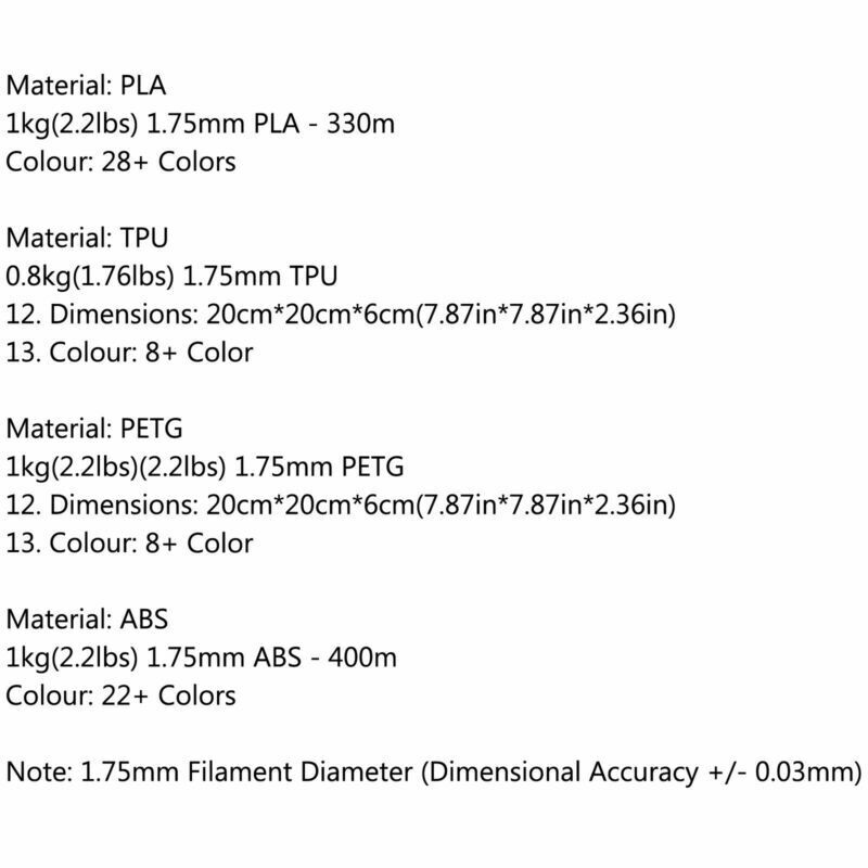 1.75mm MakerBot PETG PLA TPU 3D Printer Filament - 1kg (2.2lb) Spool for RepRap, ABS & More - Perfect for DIY Projects, Prototyping & Home 3D Printing