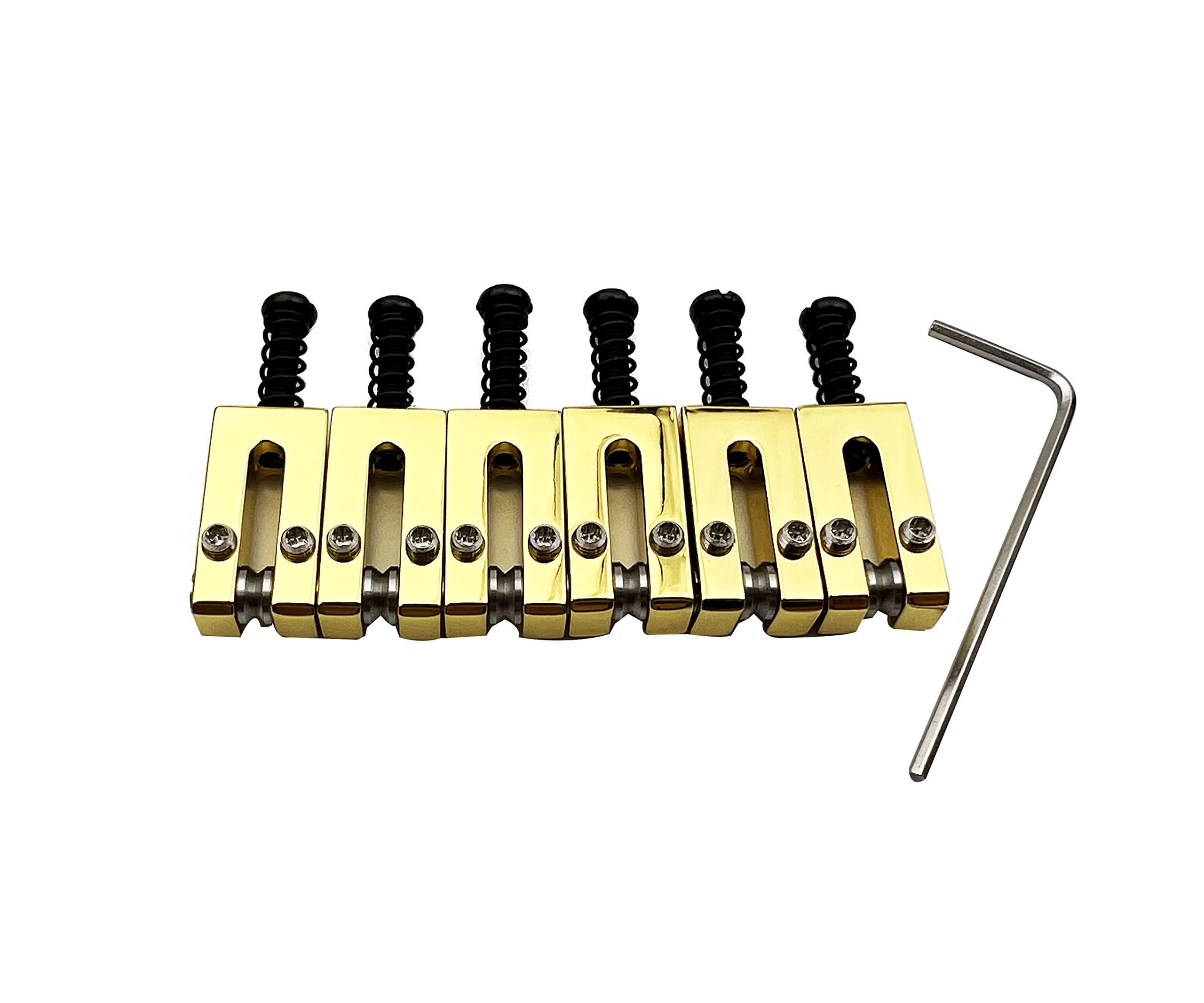 Guyker 10.5MM Brass Tremolo Bridge Saddles for Strat ST & Tele TL Electric Guitars - 6-Pack Gold Modern Guitar Replacement Parts | Perfect for Upgrades, Repairs & Professional Performances
