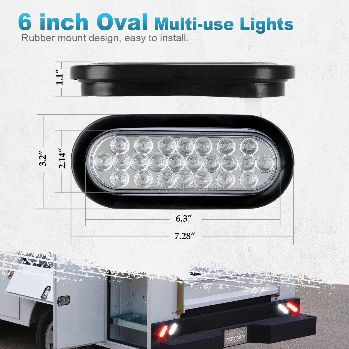 Partsam LED Small Trailer Light Kit - 2 Red 24 LED 6