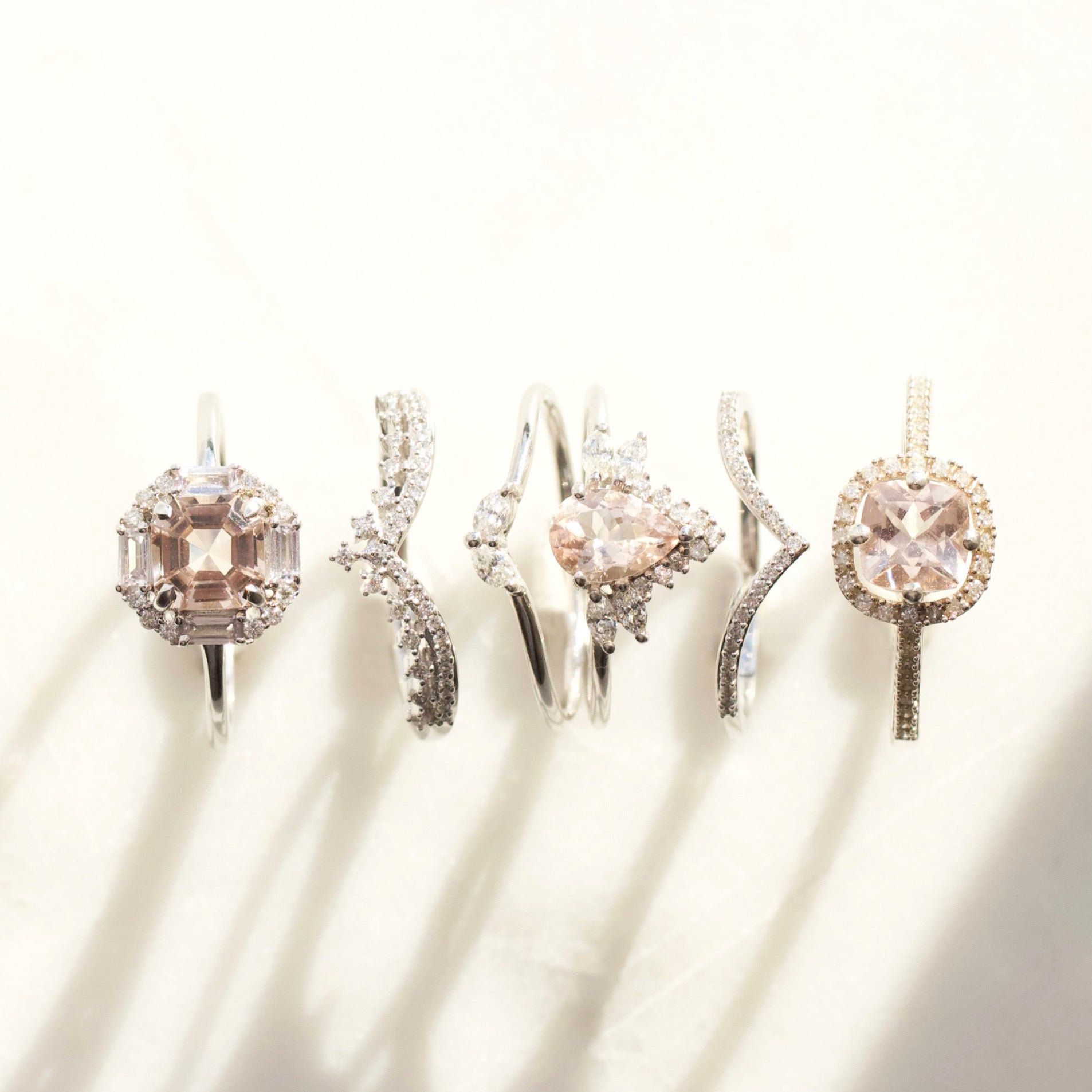 Juliet Morganite & Diamond Ring - 14K Rose Gold, UK Size P | Elegant Engagement, Wedding, or Anniversary Jewelry Gift for Women