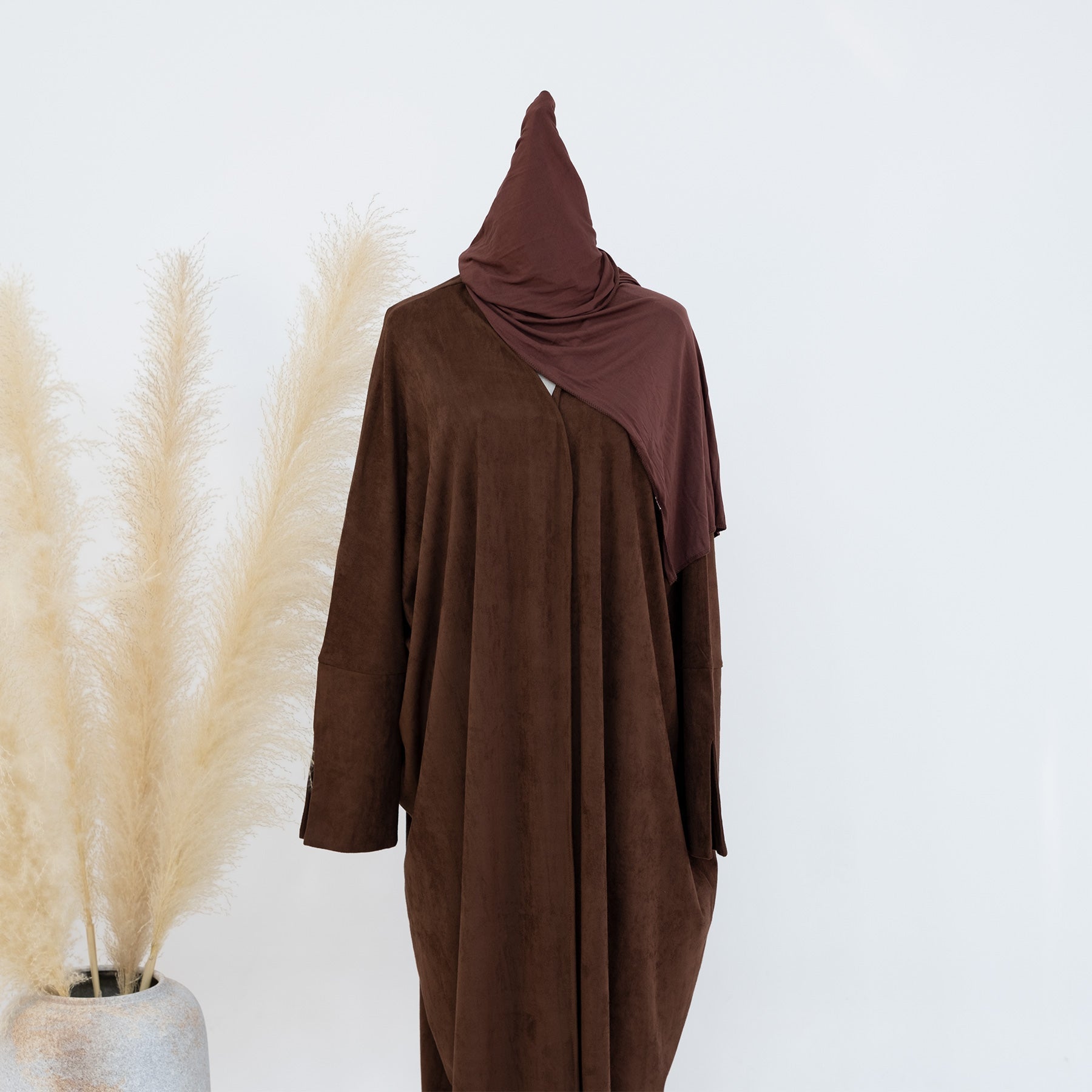 Ellie Suede Long Winter Coat for Women - Warm Brown Trench Coat with Belt, Perfect for Cold Weather, Office, and Outdoor Activities