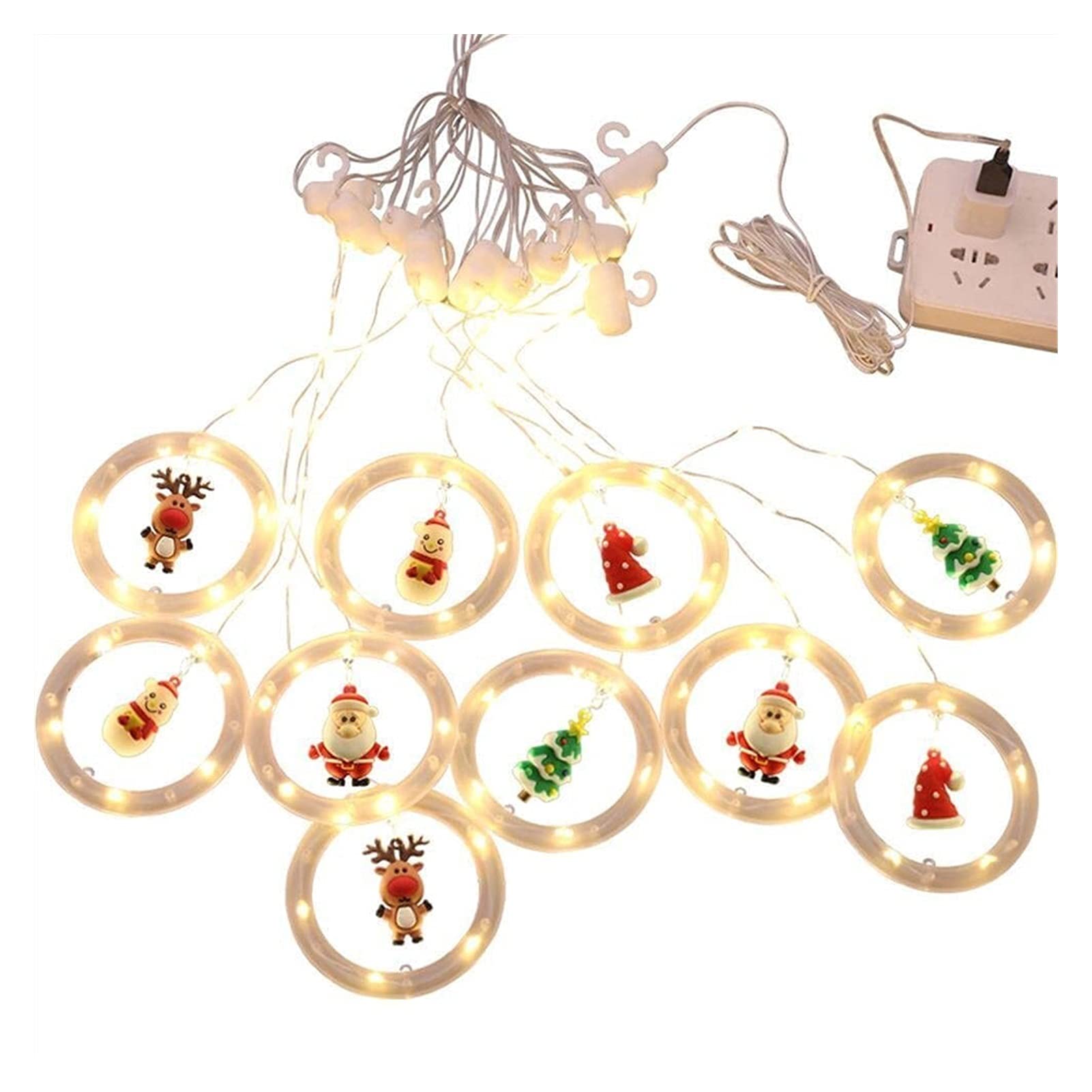 LED Christmas Curtain String Lights with Wishing Balls & Icicles - Santa, Snowman, Reindeer Decor for Tree, Window & Home - Perfect for Holiday Parties, Indoor/Outdoor Decorations & Gift Giving