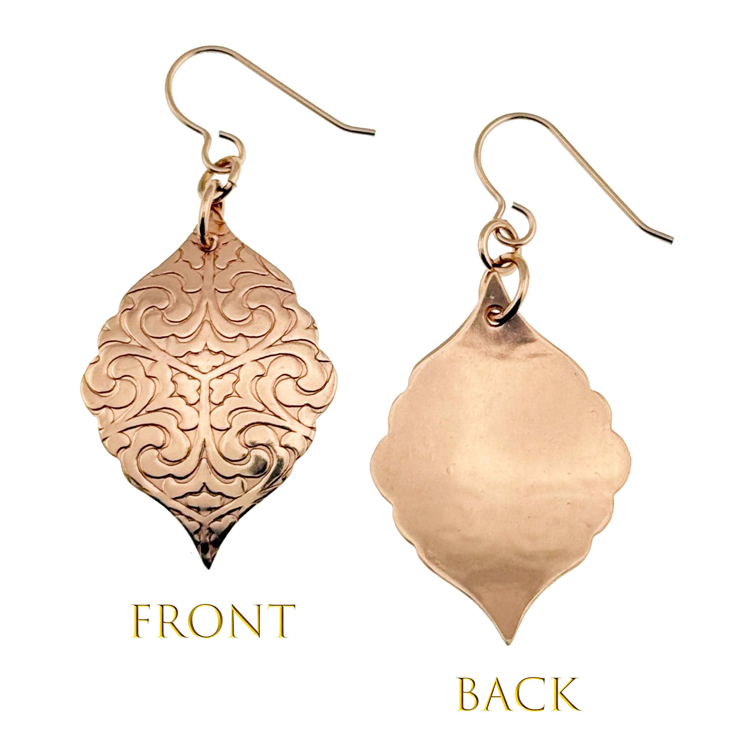 Exquisite Damask Embossed Bronze Moroccan Drop Earrings for Women | Handcrafted Boho Jewelry | Perfect for Weddings, Parties & Special Occasions