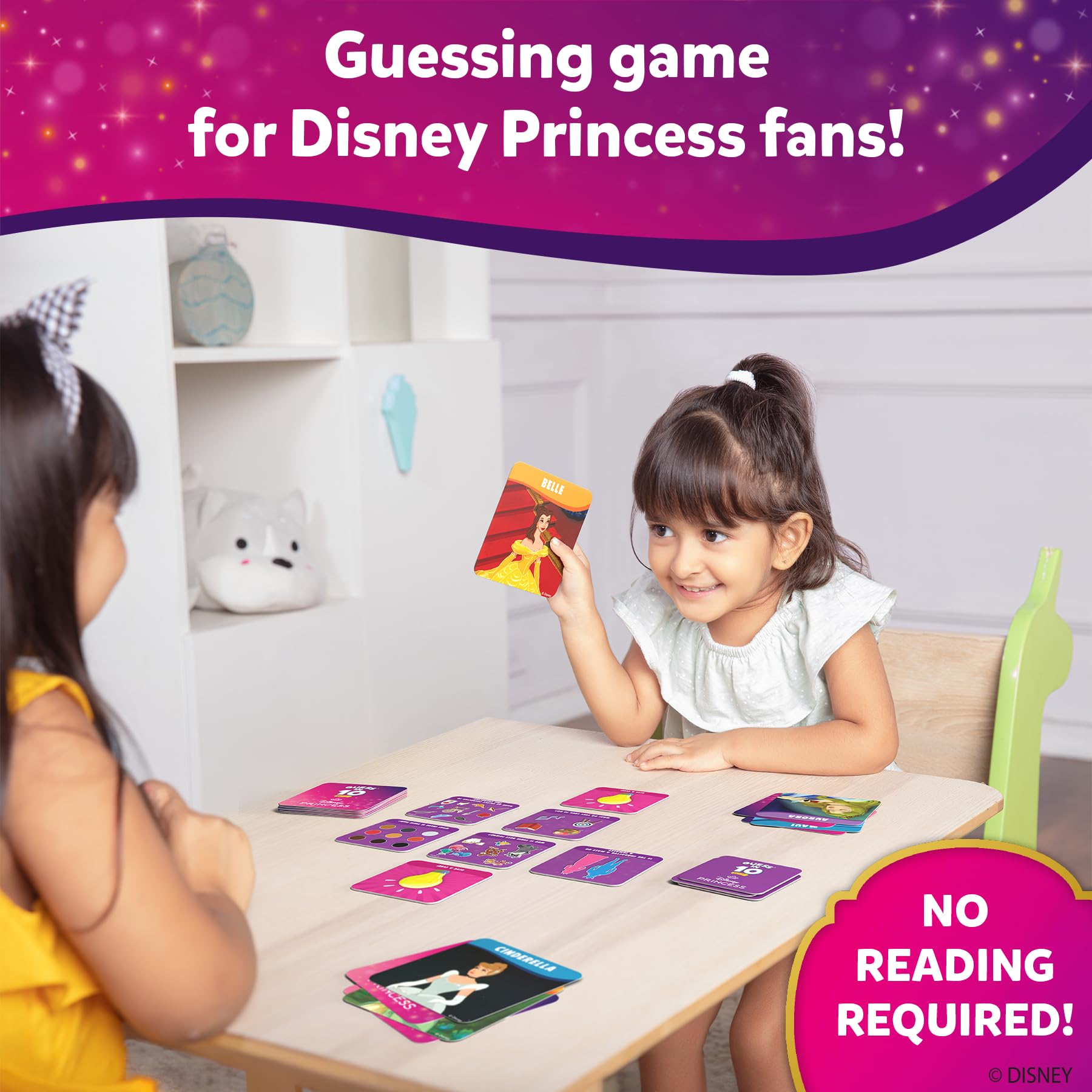 Disney Princess Guess in 10 Junior Card Game for Kids Ages 3-6 - Fun Family Board Game with Cinderella, Ariel & Jasmine - Perfect Birthday Gift & Travel Game for Girls & Boys