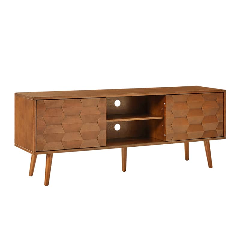 Velasco Mid Century Modern TV Stand with Built-in Cable Management - Stylish Entertainment Center for Living Room & Home Theater Setup