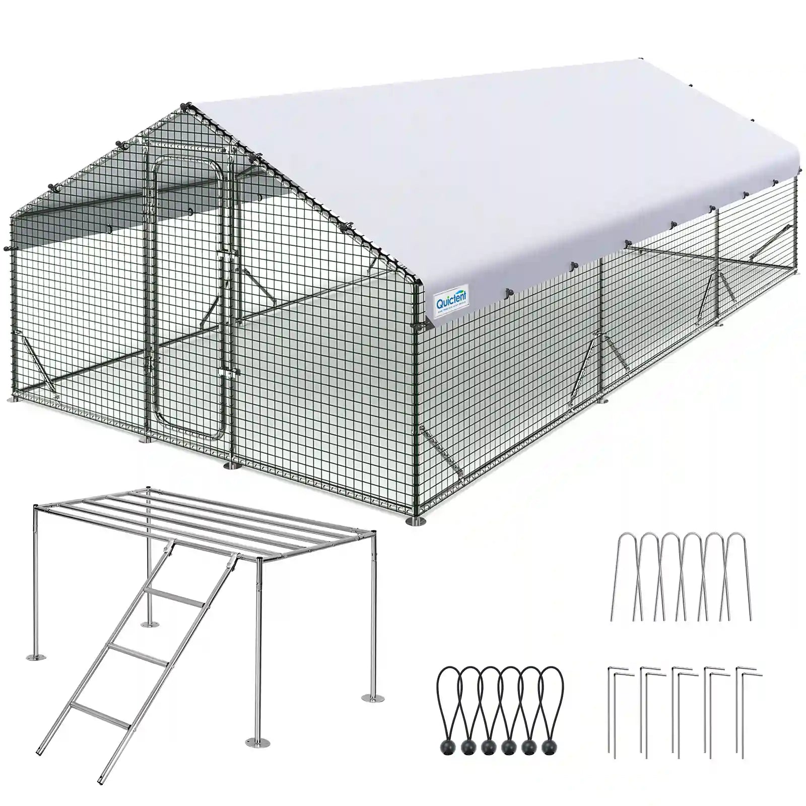 Large Metal Chicken Coop Run - Durable Outdoor Poultry Pen for Hens & Roosters - Perfect for Backyard Farming & Free Range Chicken Keeping