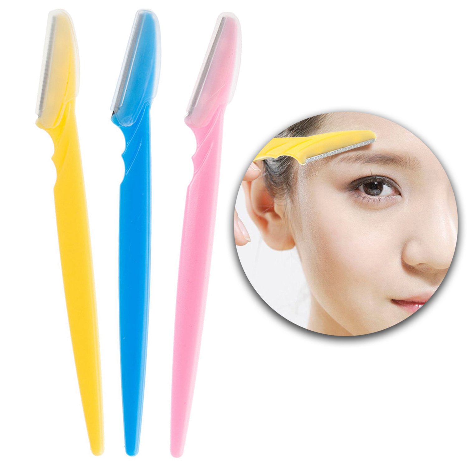 3-Piece Eyebrow Razor Set - Precision Eyebrow Shavers & Trimmers for Women - Perfect for Eyebrow Grooming, Shaping & Maintenance at Home or Salon