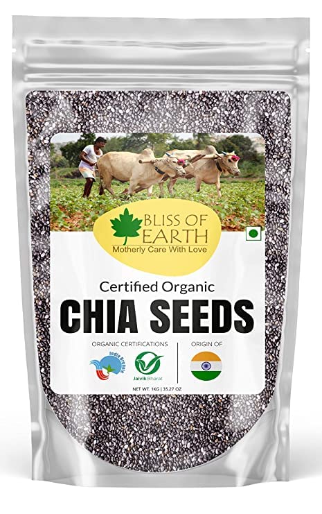 Organic Raw Chia Seeds 1kg - ROSEVILLA Bliss of Earth Certified, High in Omega-3 & Fiber, Superfood for Weight Loss, Smoothies & Baking | Premium Quality, Non-GMO, Gluten-Free