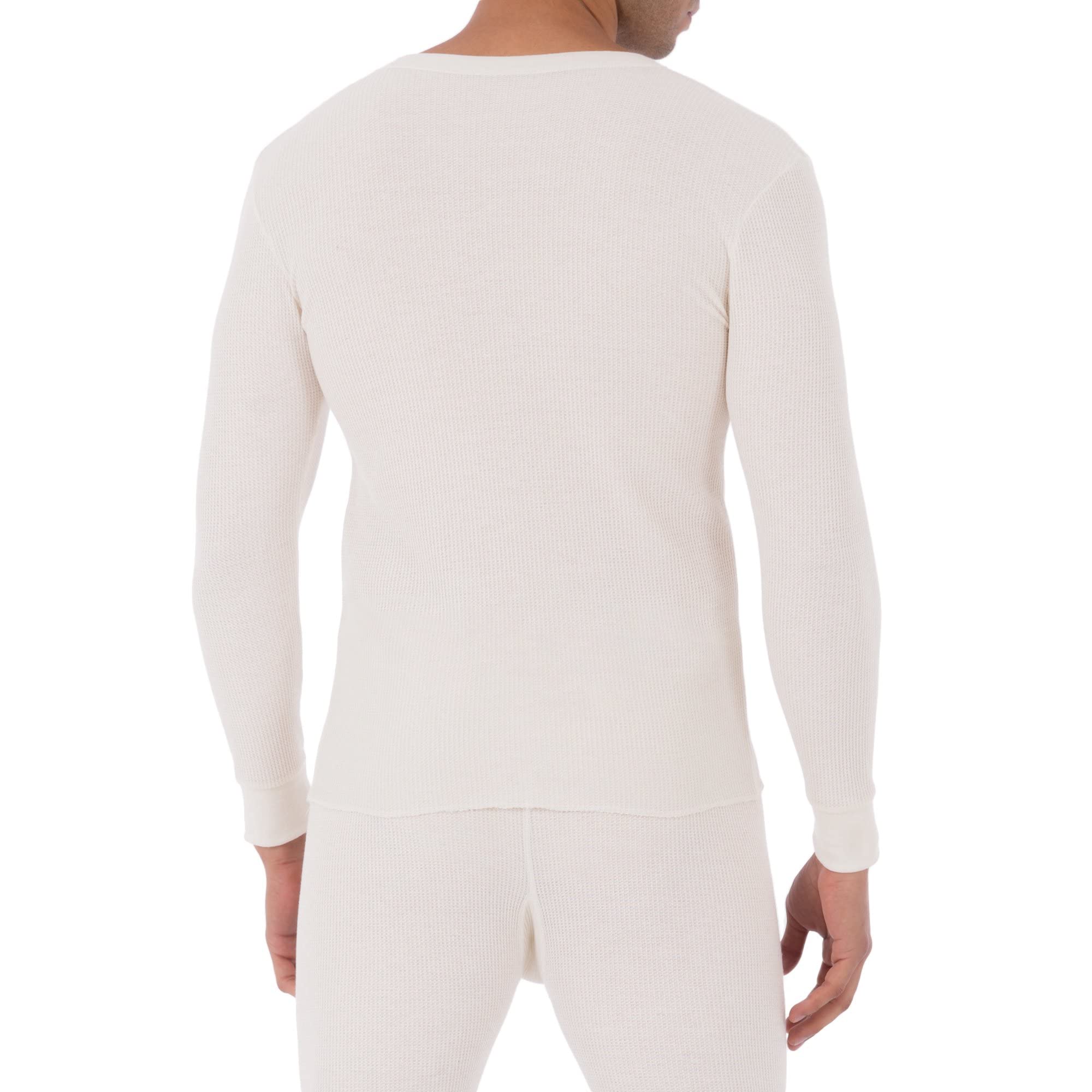 Fruit of the Loom Men's Classic Midweight Waffle Thermal Underwear Crew Top - Warm Winter Base Layer for Outdoor Activities & Cold Weather Comfort