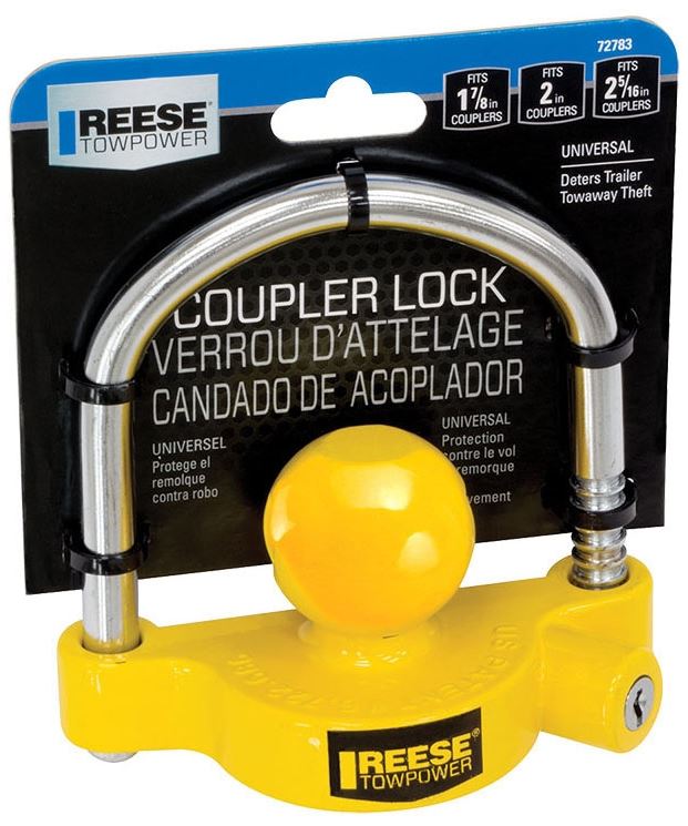 REESE Coupler Lock - Heavy Duty Trailer Hitch Lock for Secure Towing - Perfect for Trucks, SUVs, and Trailers