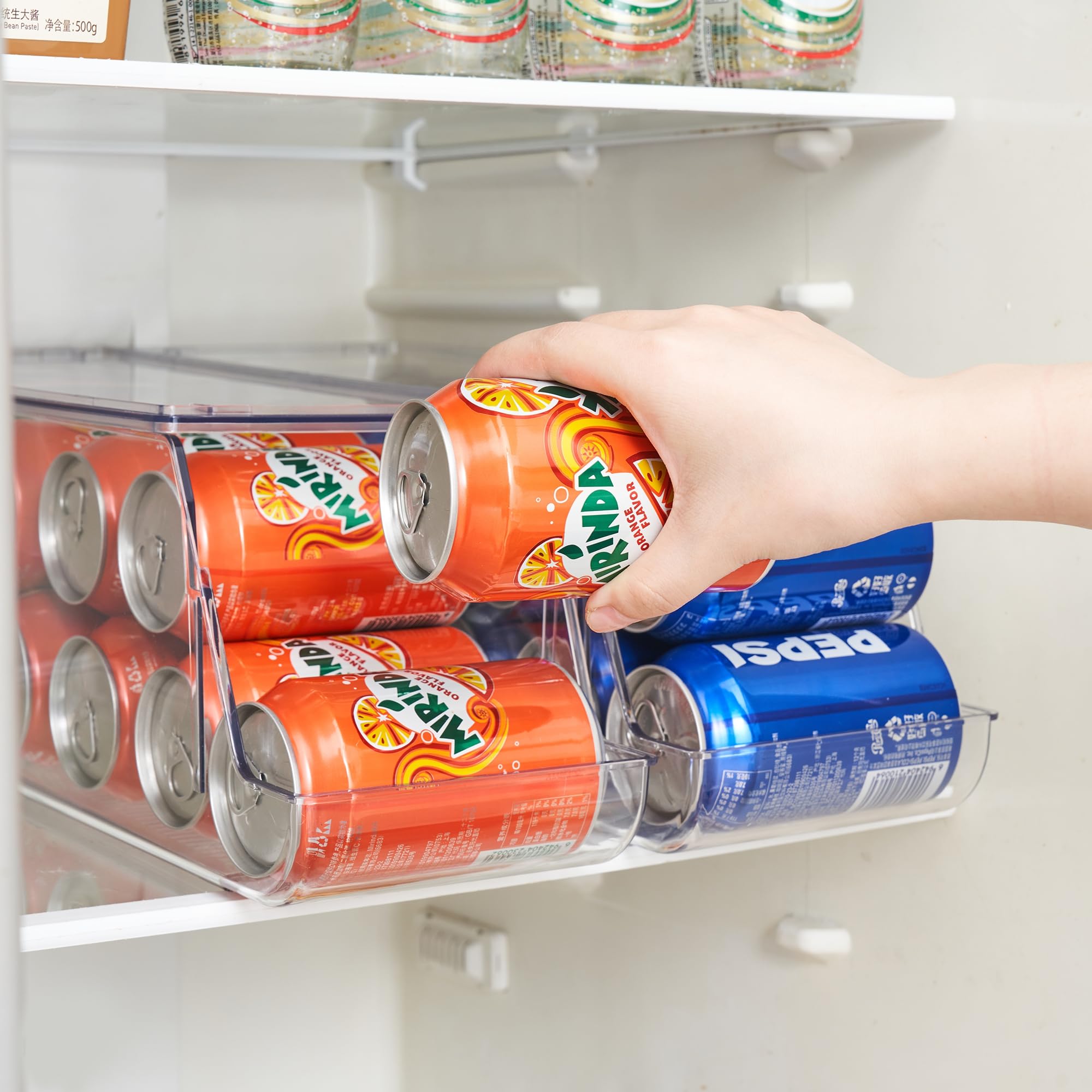 Premium Stackable Soda Can Organizer with Lid - Clear Acrylic Rolling Drink Dispenser for Refrigerator & Pantry Storage - Holds 12 Cans Each (2-Pack) - Perfect for Parties, BBQs & Home Organization
