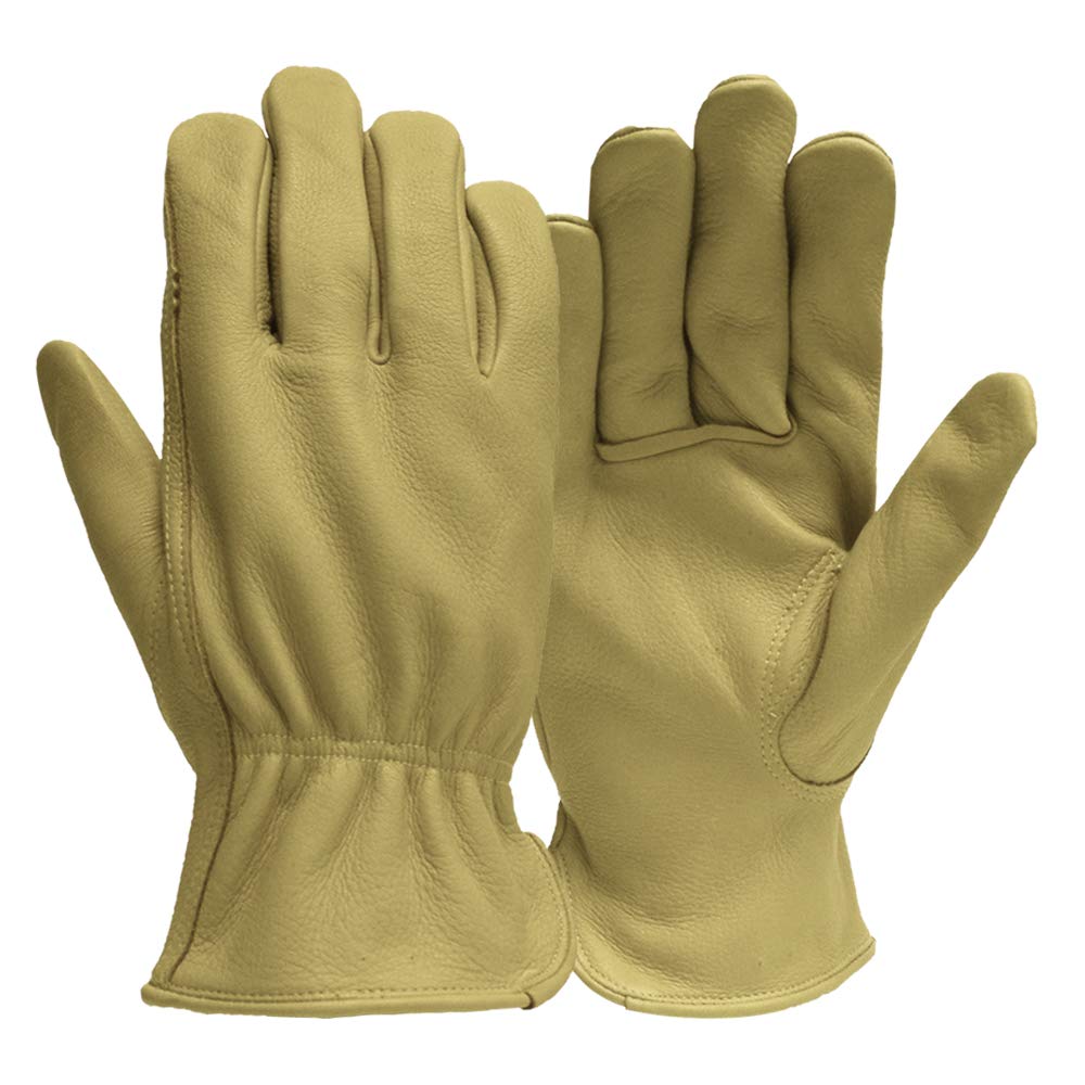 True Grip 9323 Premium Cowhide Leather Work Gloves for Men - Durable & Comfortable, Large Size - Ideal for Construction, Gardening, and Heavy-Duty Tasks
