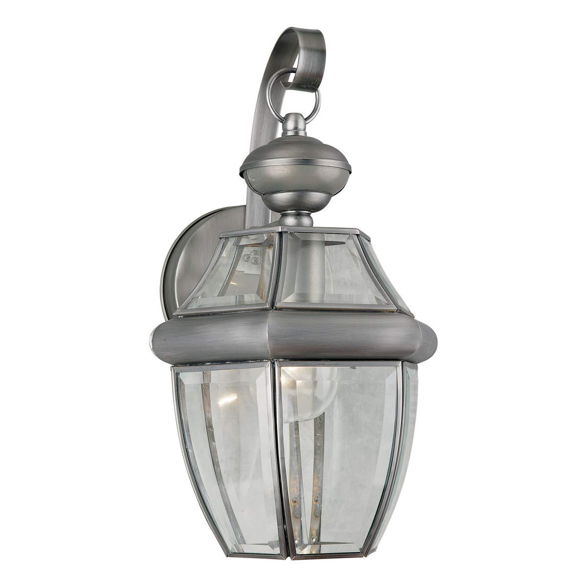 19007-01-54 Vintage Outdoor Wall Lantern - Olde Nickel Finish, Single Light Fixture for Porch, Patio & Garden Lighting | Weather-Resistant Exterior Sconce