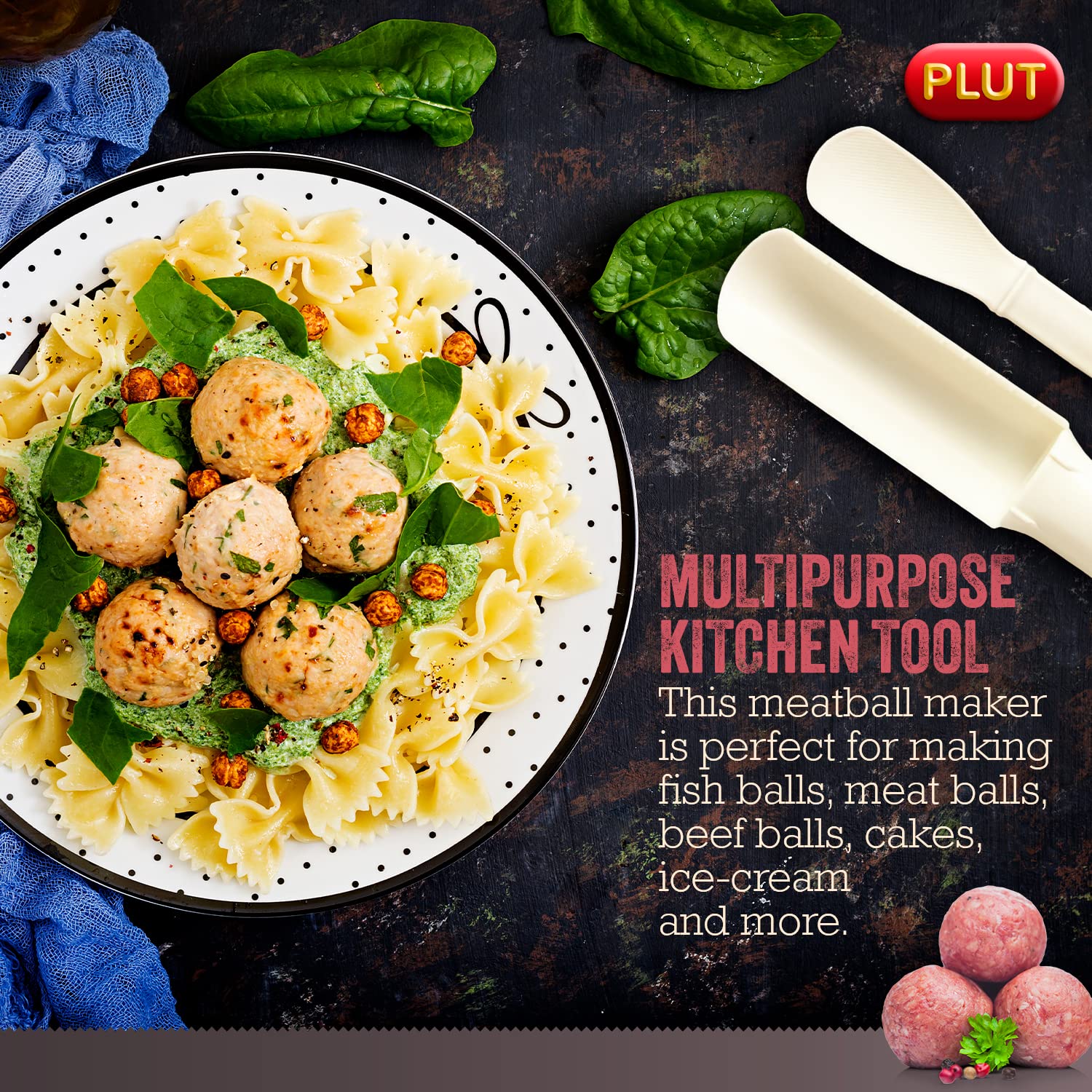 Non-Stick Plastic Meatball Maker Tool - 2 Pack | Easy Meatball Scoop & Baller for Perfect Homemade Meatballs | Ideal for Cooking, Meal Prep & Party Snacks
