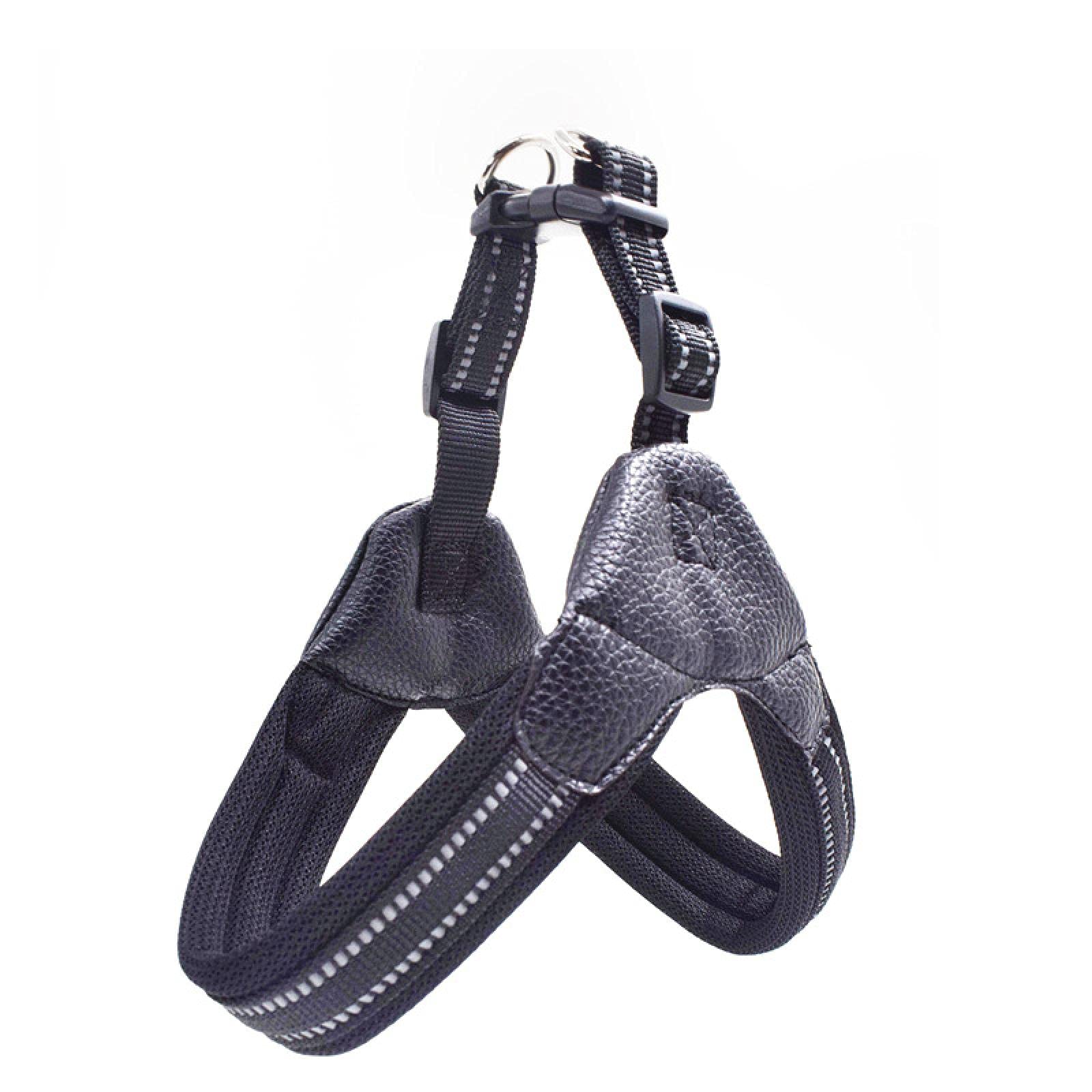 **Breathable Nylon Mesh Reflective Dog Harness & Leash Set - Adjustable Pet Collar for Small Medium Large Dogs - Perfect for Walking, Running, Hiking & Night Safety (Black)**