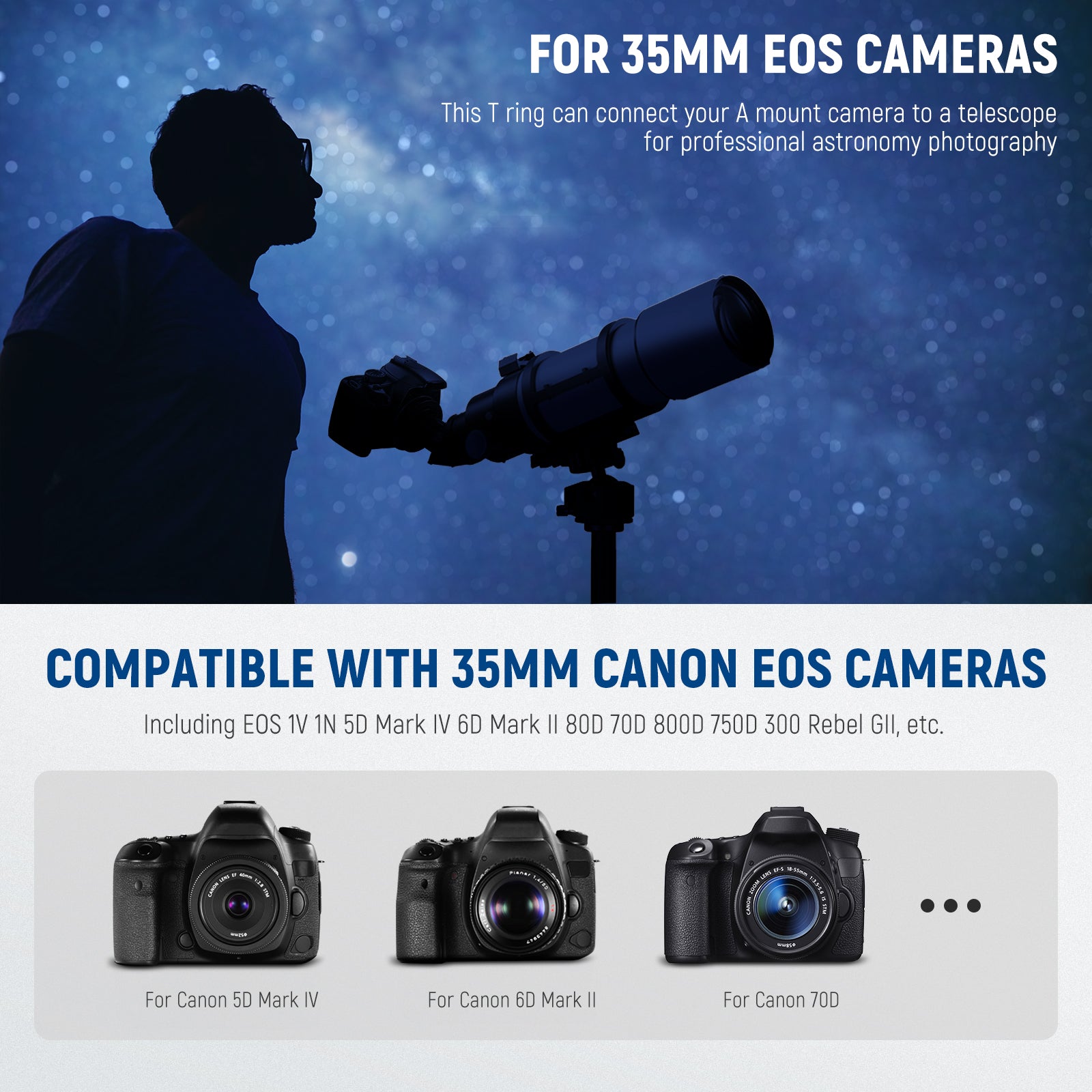NEEWER LA 02 T Ring Adapter for Canon EOS DSLR Cameras & Telescopes - Connect Camera to Telescope for Astrophotography & Astronomy