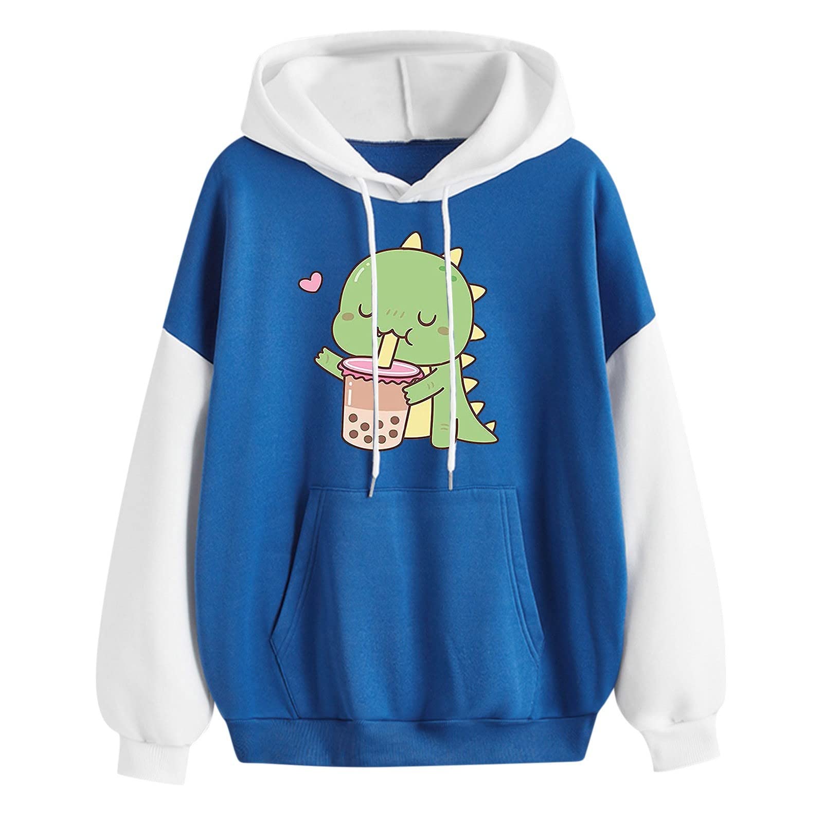 Women's Athletic Hoodie - Casual Long Sleeve Dinosaur Print Pullover Sweatshirt with Drawstring | Gym, Streetwear & Loungewear Fashion
