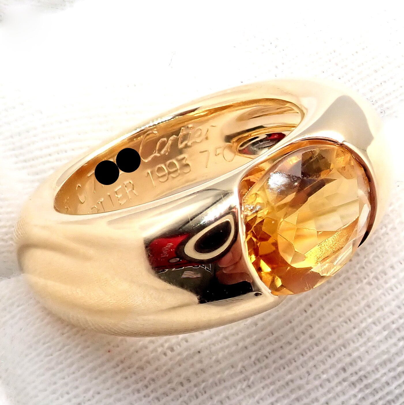 Authentic Cartier 18K Yellow Gold Citrine Wide Large Ellipse Band Ring Size 5.5 - Luxury Jewelry for Women, Perfect for Weddings, Anniversaries & Special Occasions