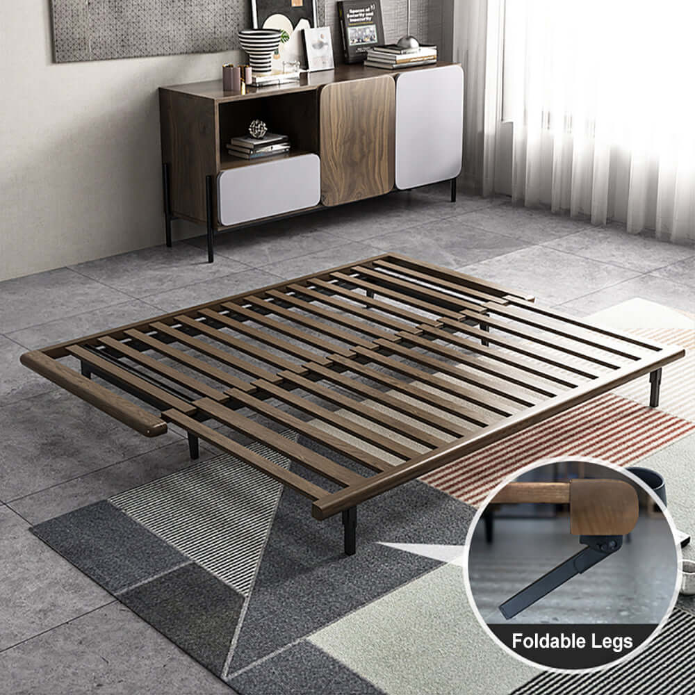 MidCentury Modern Pull Out Sofa Bed - Convertible Sleeper Sofa with Khaki Wood Frame in Cotton & Linen Fabric | Perfect for Small Spaces, Guest Rooms & Apartments