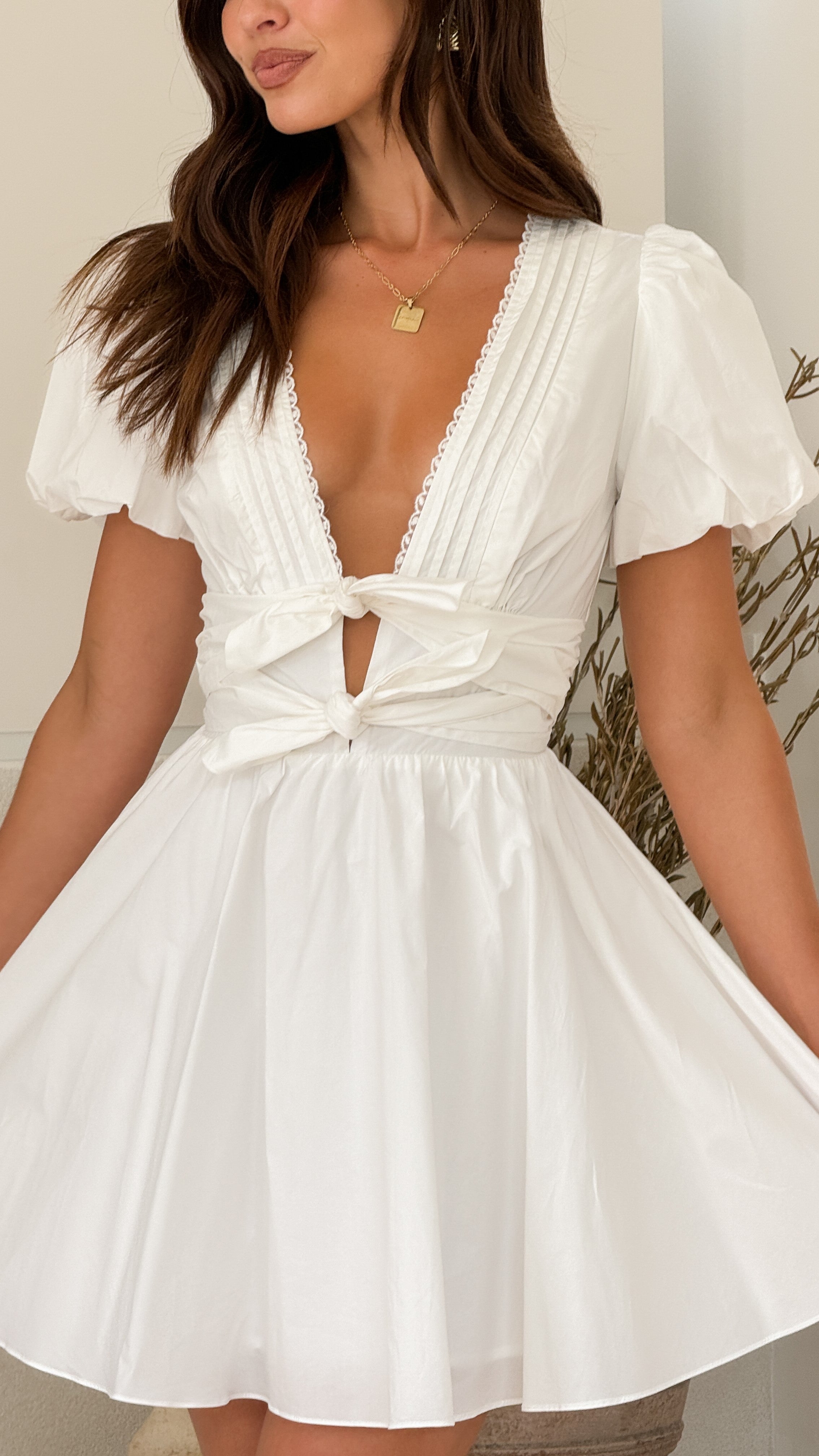 Kaloni Mini Dress for Women - White Summer Casual Short Sleeve Party Cocktail Dress | Perfect for Beach Vacation, Date Night & Club Wear