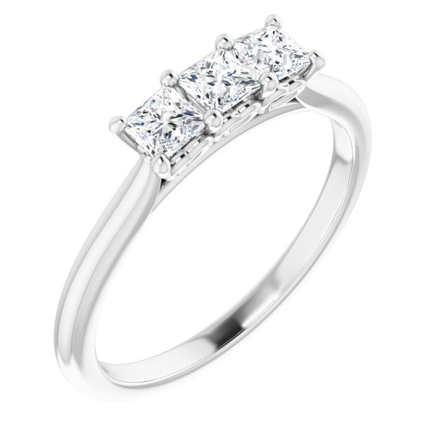 0.54 Carat Princess Cut Diamond 3 Stone Wedding Band Ring - Elegant Engagement & Anniversary Jewelry for Women