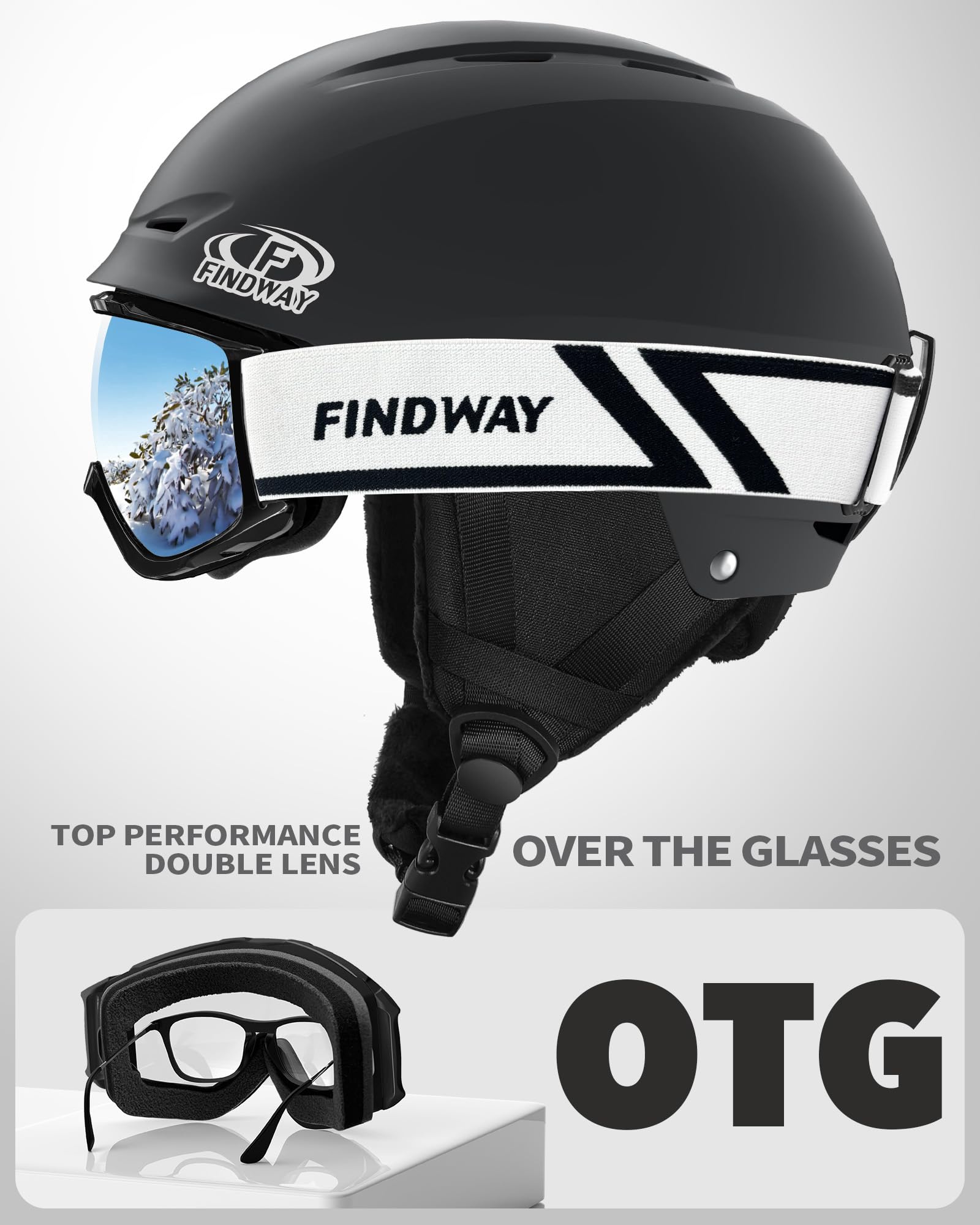 **Findway Ski Helmet Set for Adults - Shockproof Snowboard Helmet with Goggles, Durable ABS Shell & EPS Foam Inner Liner - Safety Snow Sports Gear for Men, Women & Youth - Perfect for Skiing, Snowboarding & Winter Adventures**